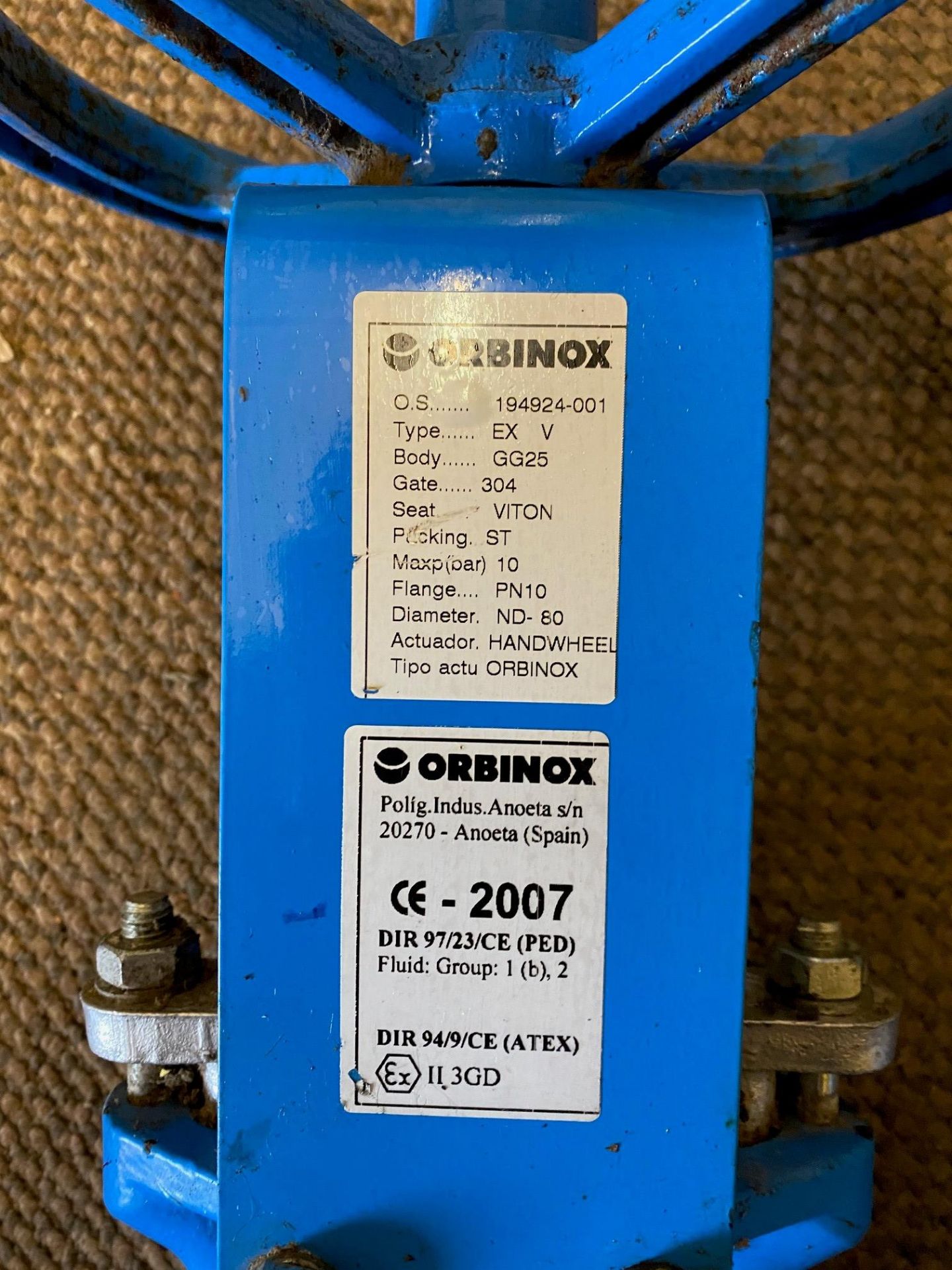 2 Orbinox EXV Actuator Gate Valves (LOCATION: Bost - Image 2 of 2