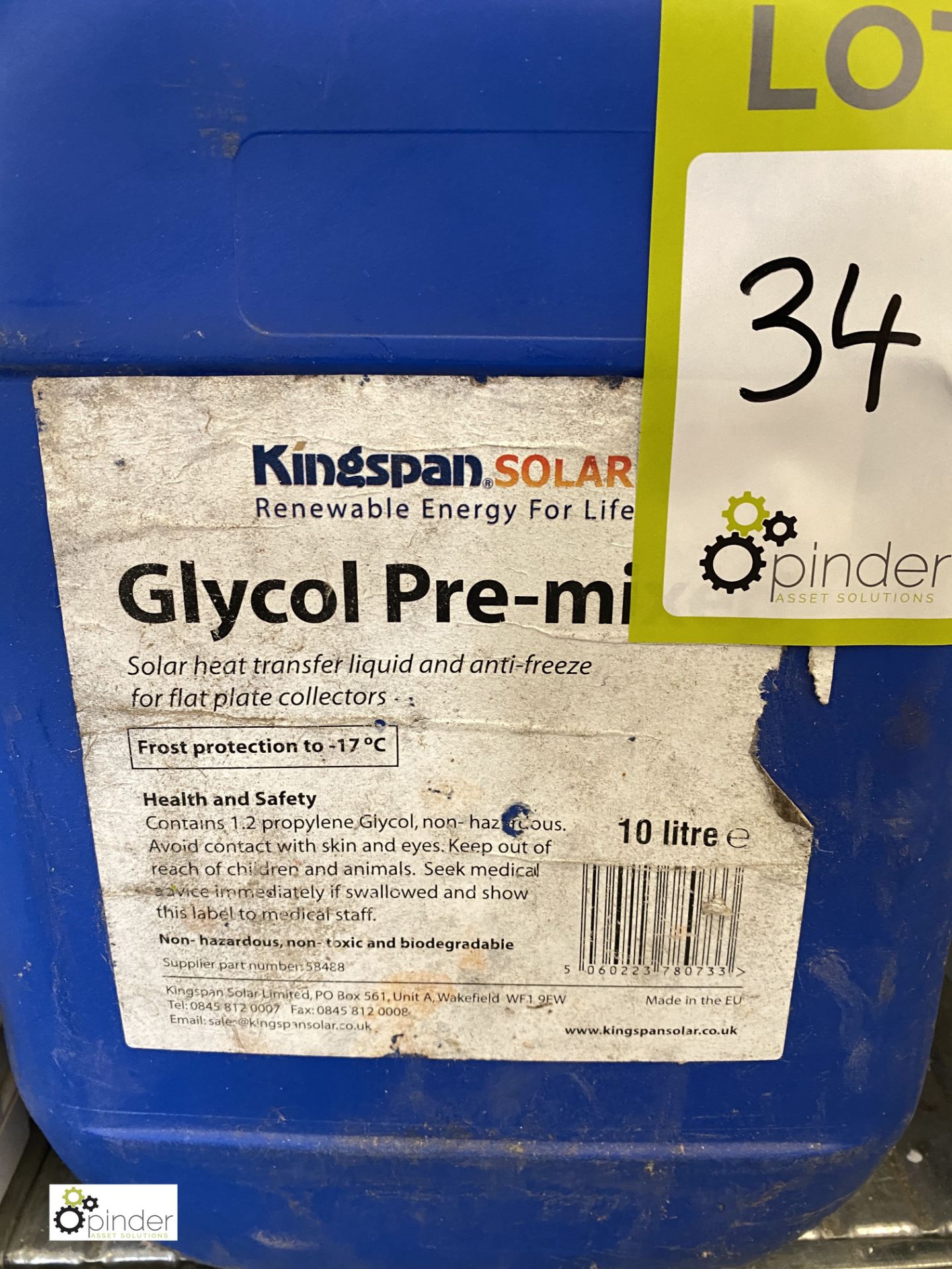 3 10litre tubs Kingspan Glycol Pre Mix Solar Heat Transfer Liquid (LOCATION: Boston Spa) - Image 2 of 2