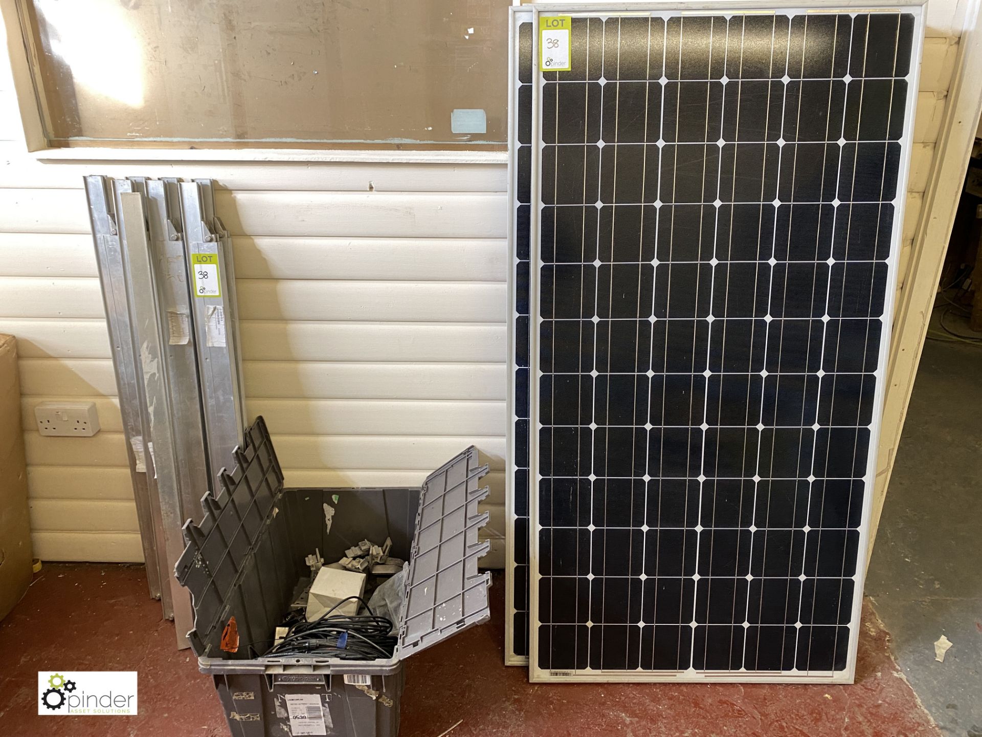 3 Solar Panels, 1590mm x 810mm, with mounting brackets, cables, etc (LOCATION: Boston Spa)