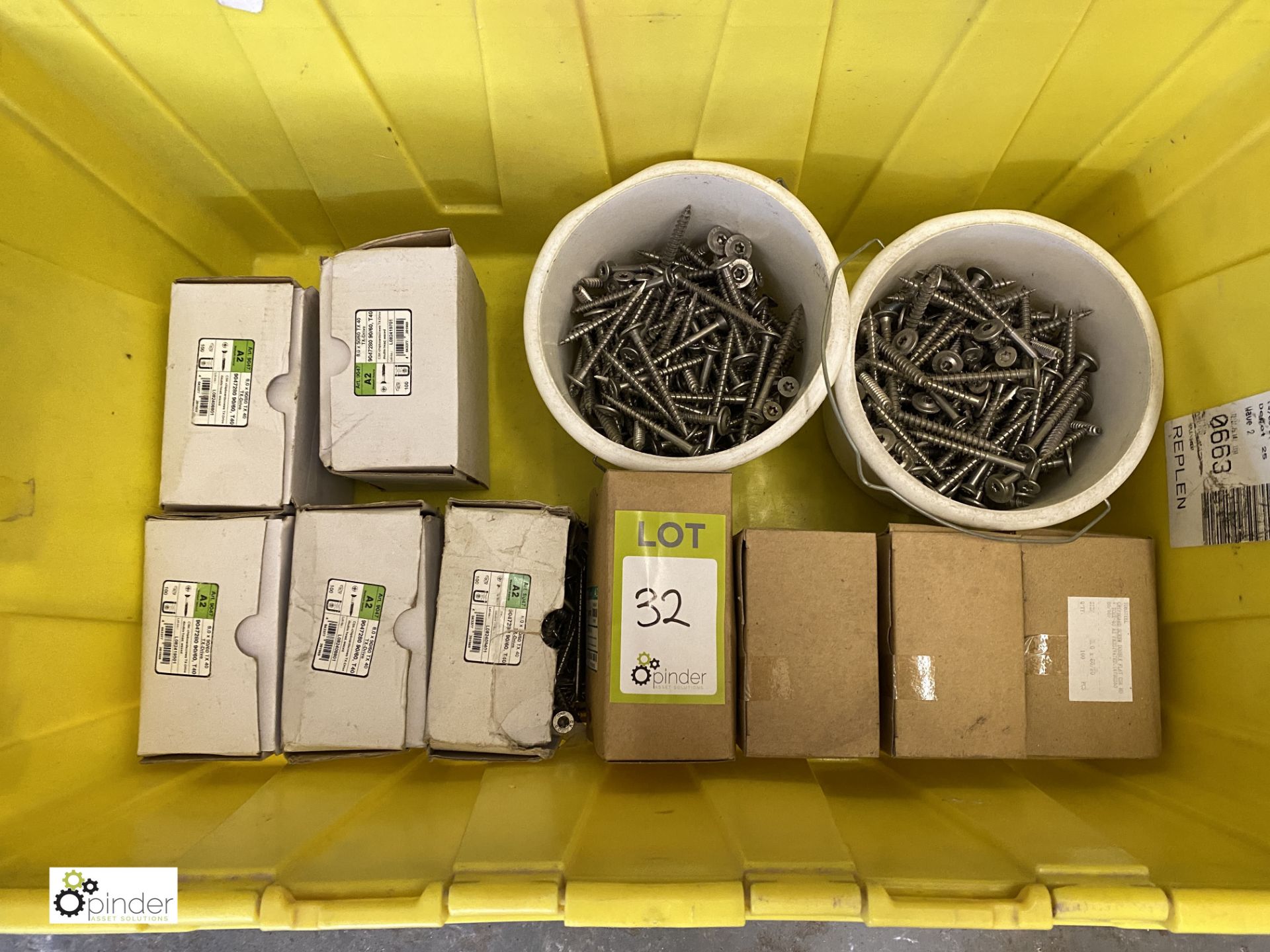 Approx 1000 stainless steel Screws, to bin (LOCATION: Boston Spa)