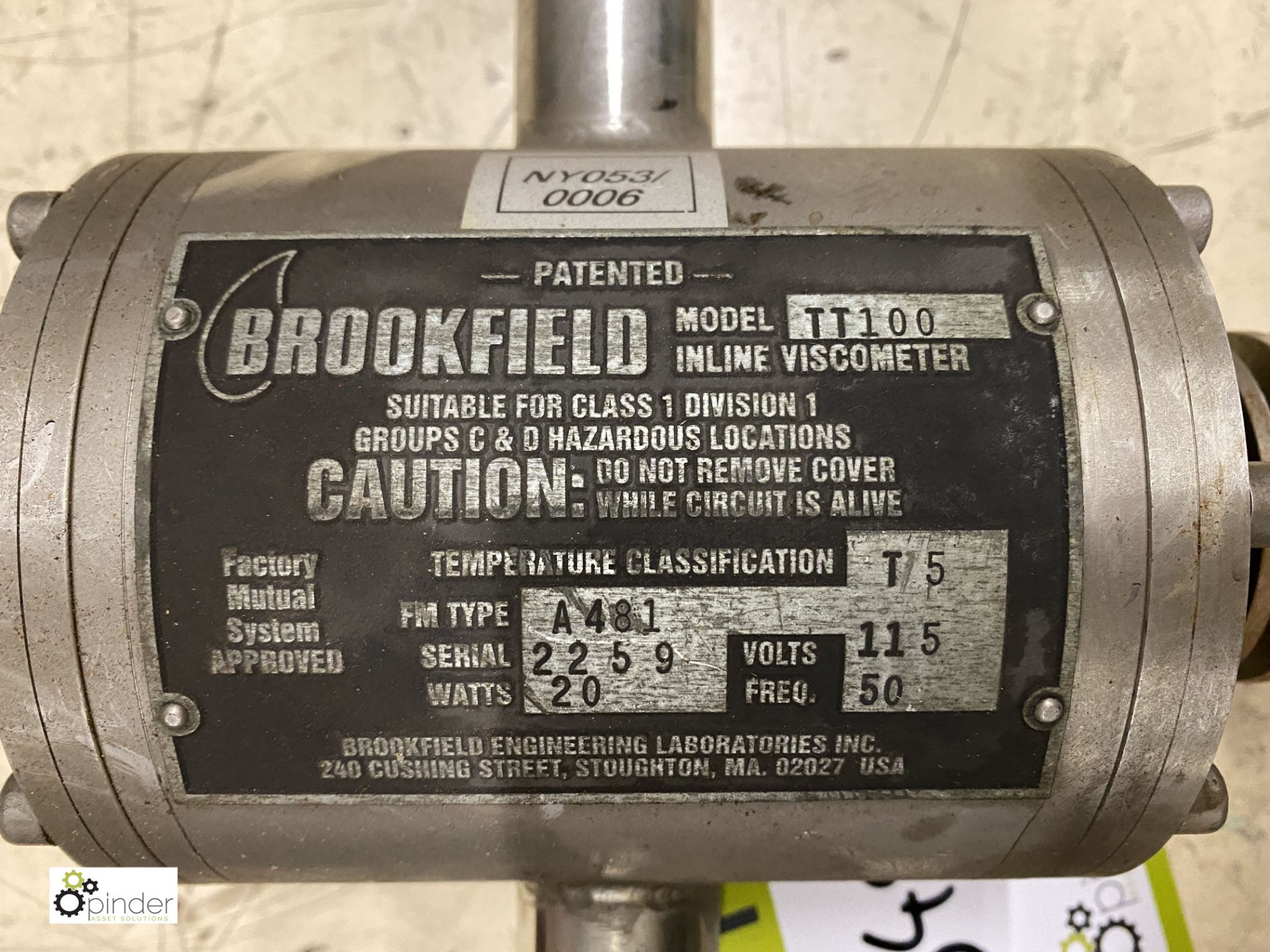 Brookfield TT100 Inline Viscometer, serial number - Image 2 of 3