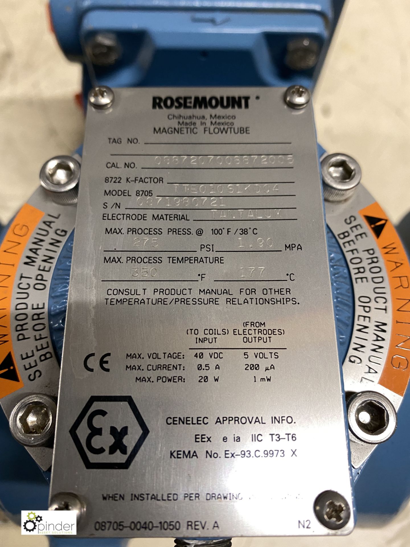 Rosemount Magnetic Flow Tube Model 8705TTE010S1KD0 - Image 2 of 3