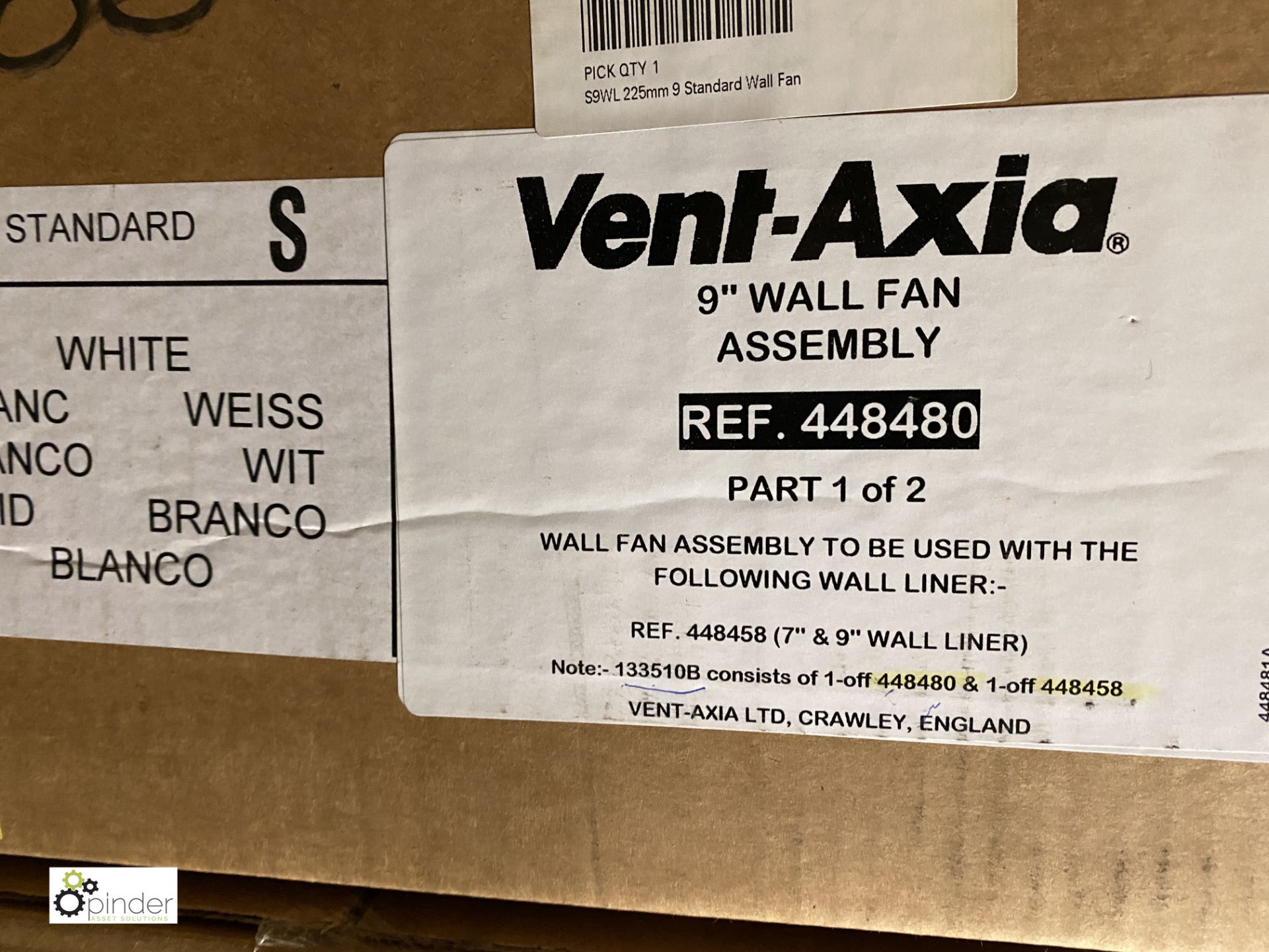 Vent-Axia 448480 9in Wall Fan Assembly and 448458 - Image 2 of 3