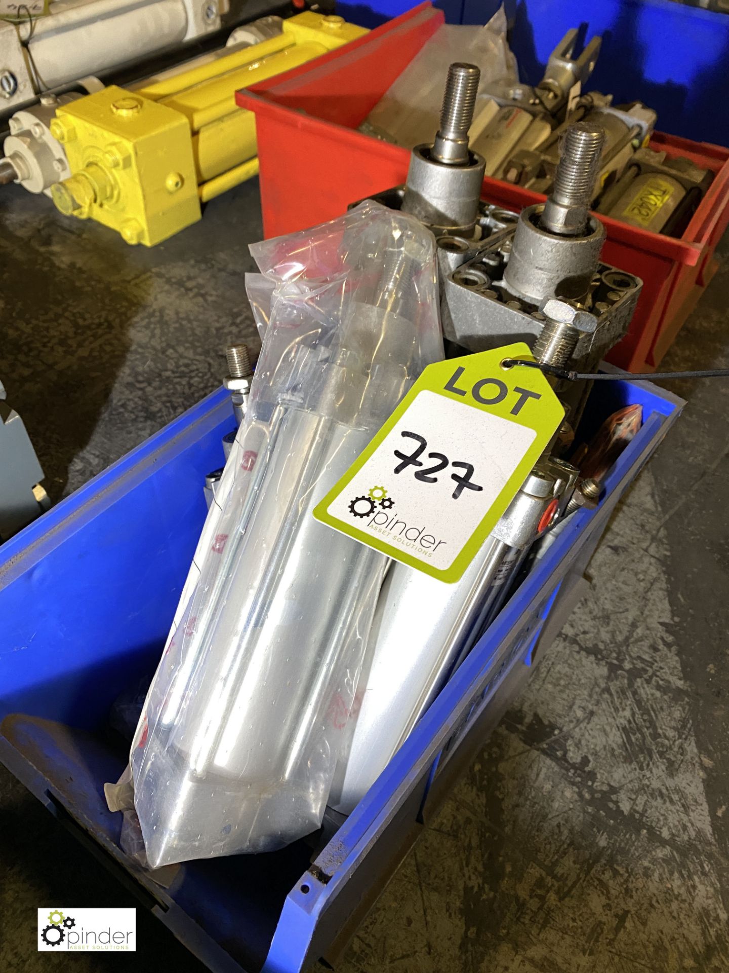 Quantity various size Norgren pneumatic Cylinders, to bin (please note there is a lift out fee of £5