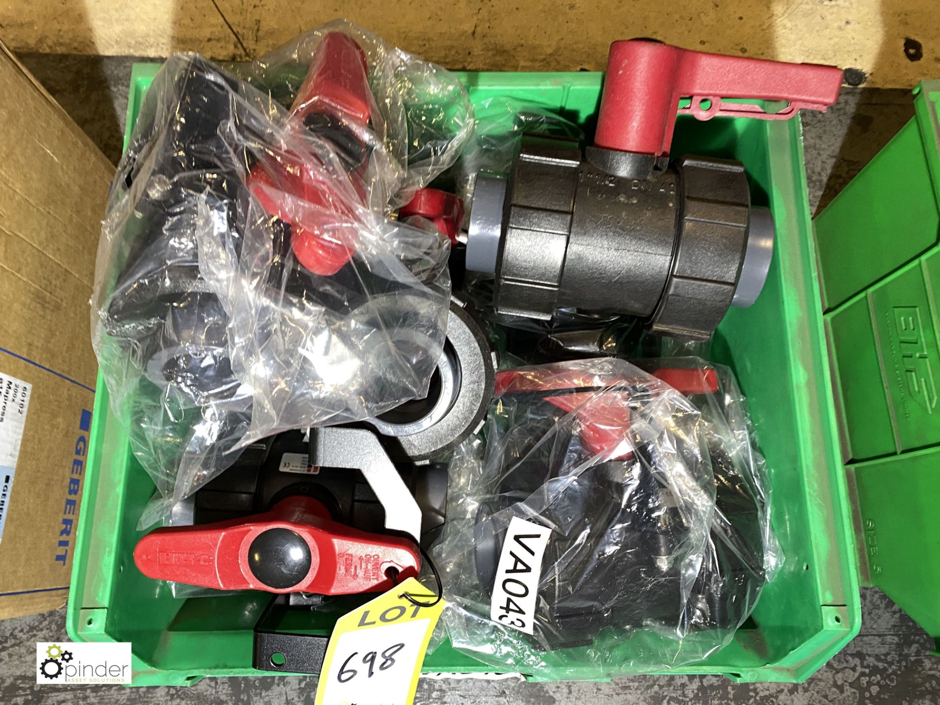 6 Safi lockable Ball Valves, DN40, PVC socket fusion ends (please note there is a lift out fee of £5