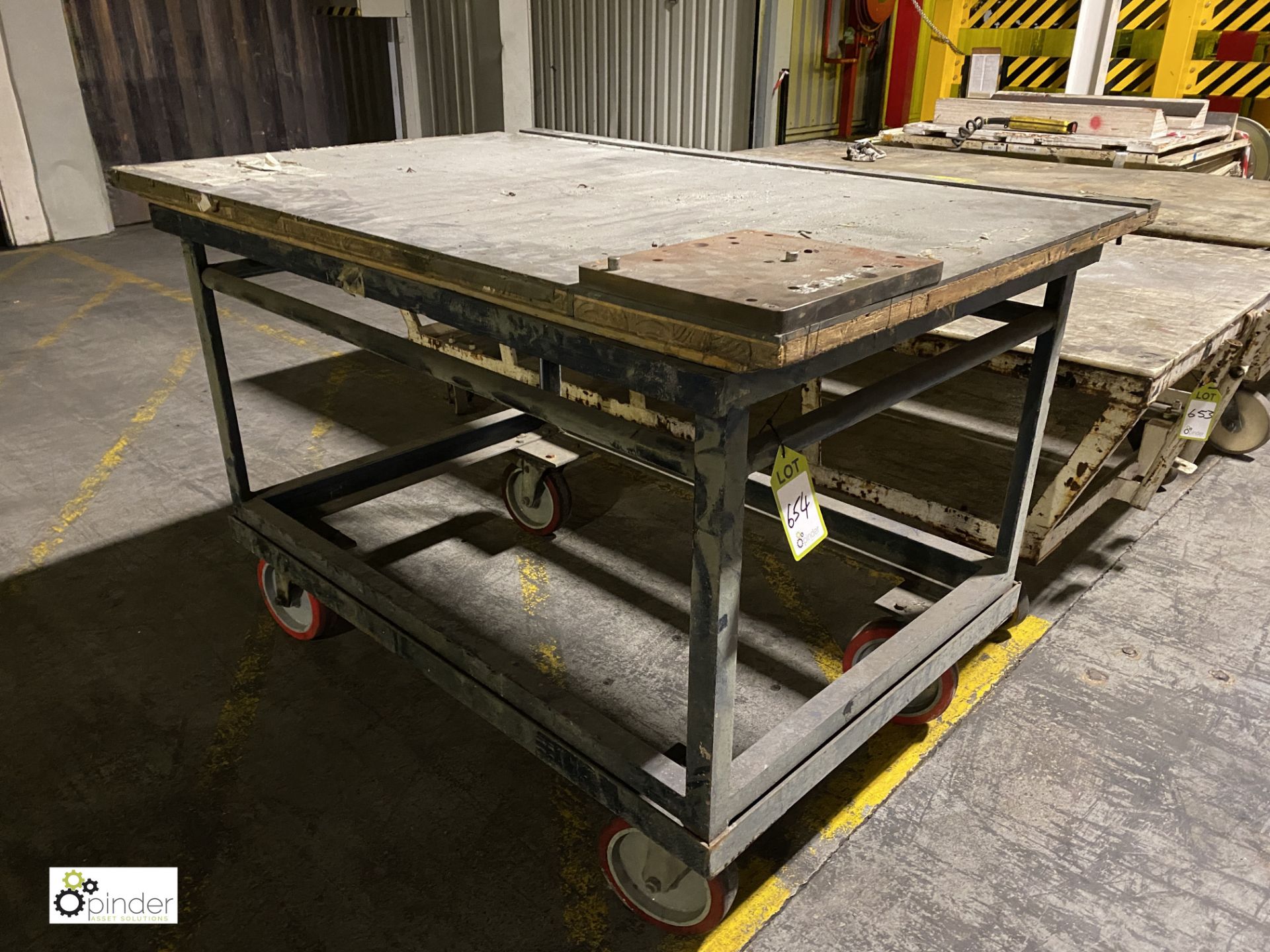 Steel fabricated mobile Workbench, 1350mm x 945mm