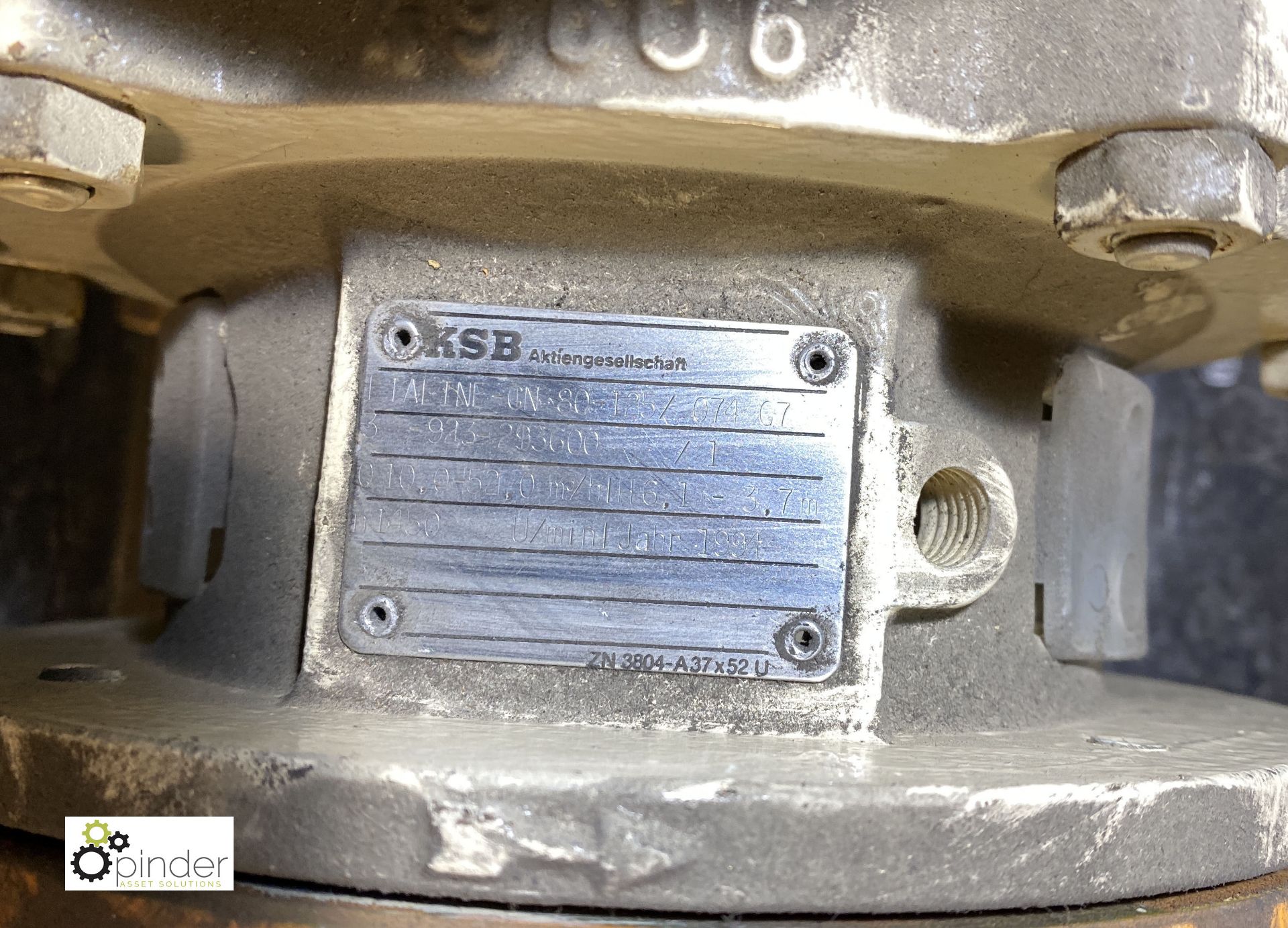 KSB ETALINE GN80-125/074 G7 Pump, 10-52m3/hr, 6.1-3.7m hd, with 0.75Kw, 1400rpm, IP55 Brook Crompton - Image 3 of 3