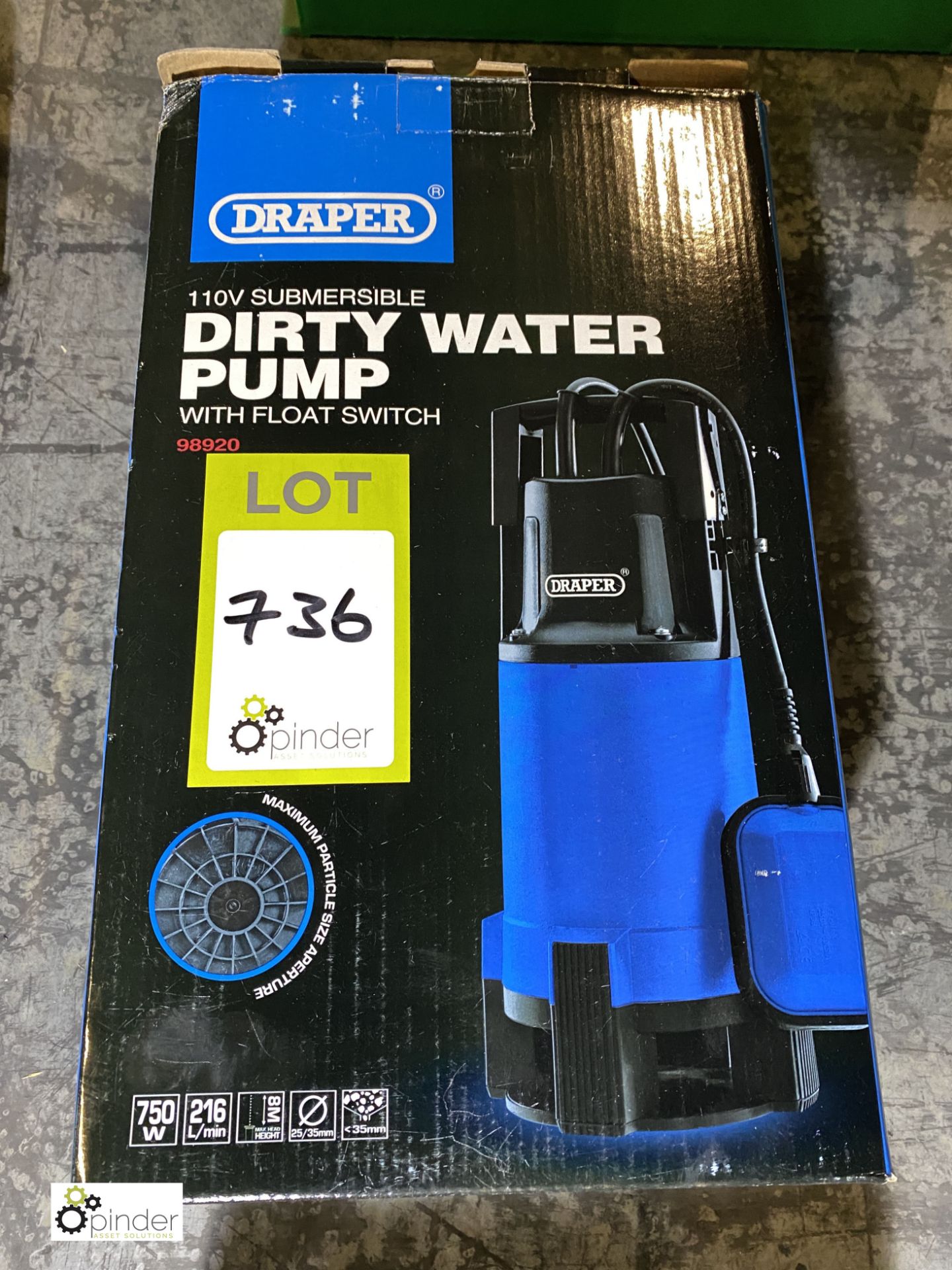 Draper 98920 Submersible Water Pump, with float switch, 110volts (please note there is a lift out