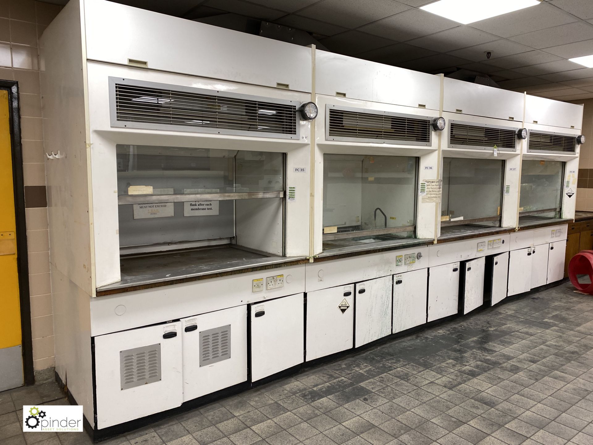4 Fume Cupboards, 1150mm wide (FC35, 36, 37, and 3