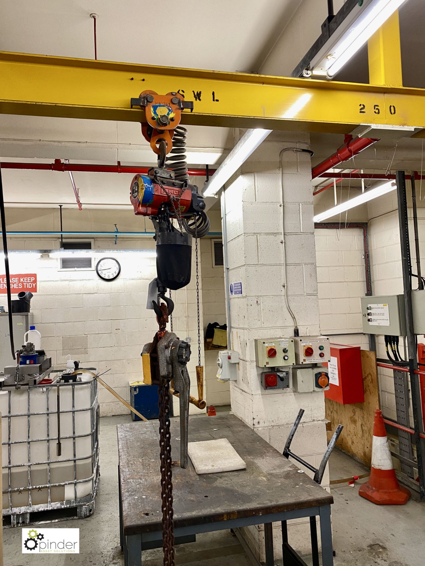 Suspended Lifting Beam, 250kg swl, 8000mm long, wi