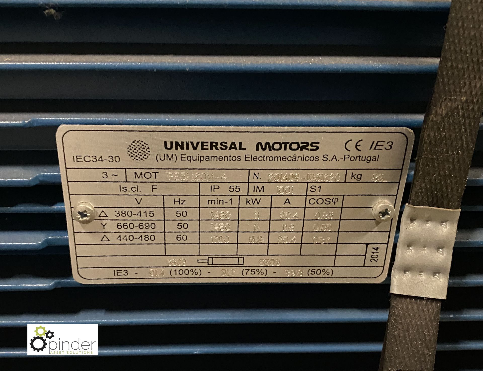 Universal Motors PE31 160M-4 Electric Motor, 11kw, 1460rpm, IP55, IE3, 89Kg (outside maintenance) ( - Image 3 of 3