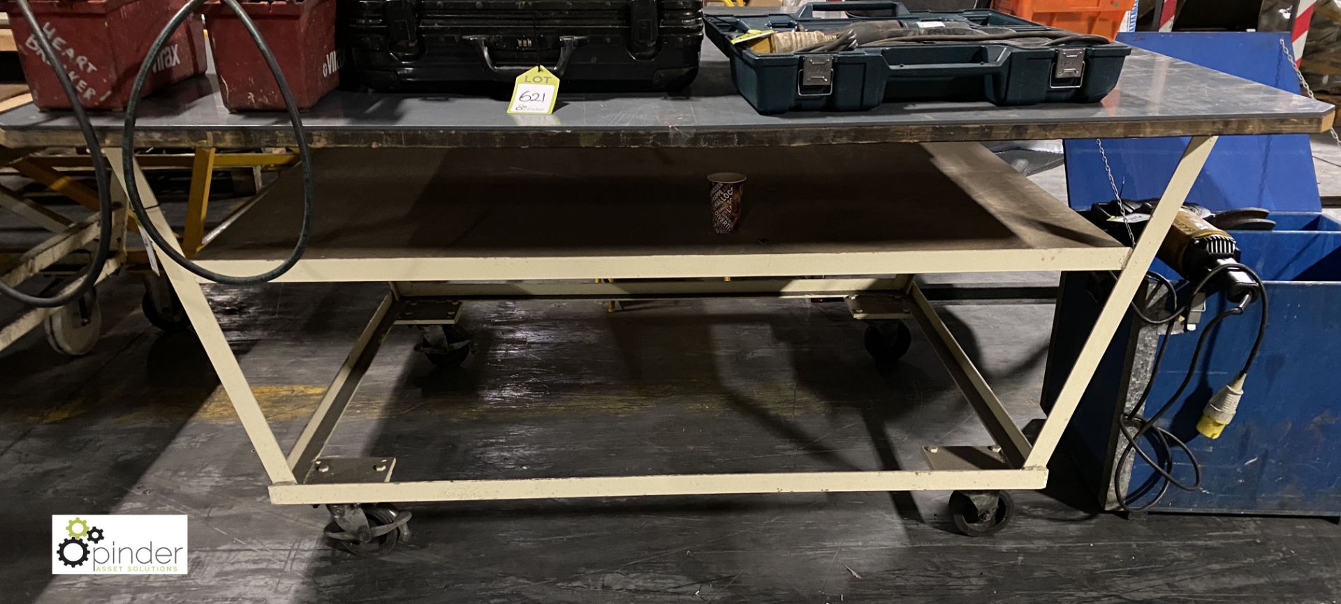 Steel fabricated mobile Workbench, 1900mm x 1500mm - Image 2 of 2