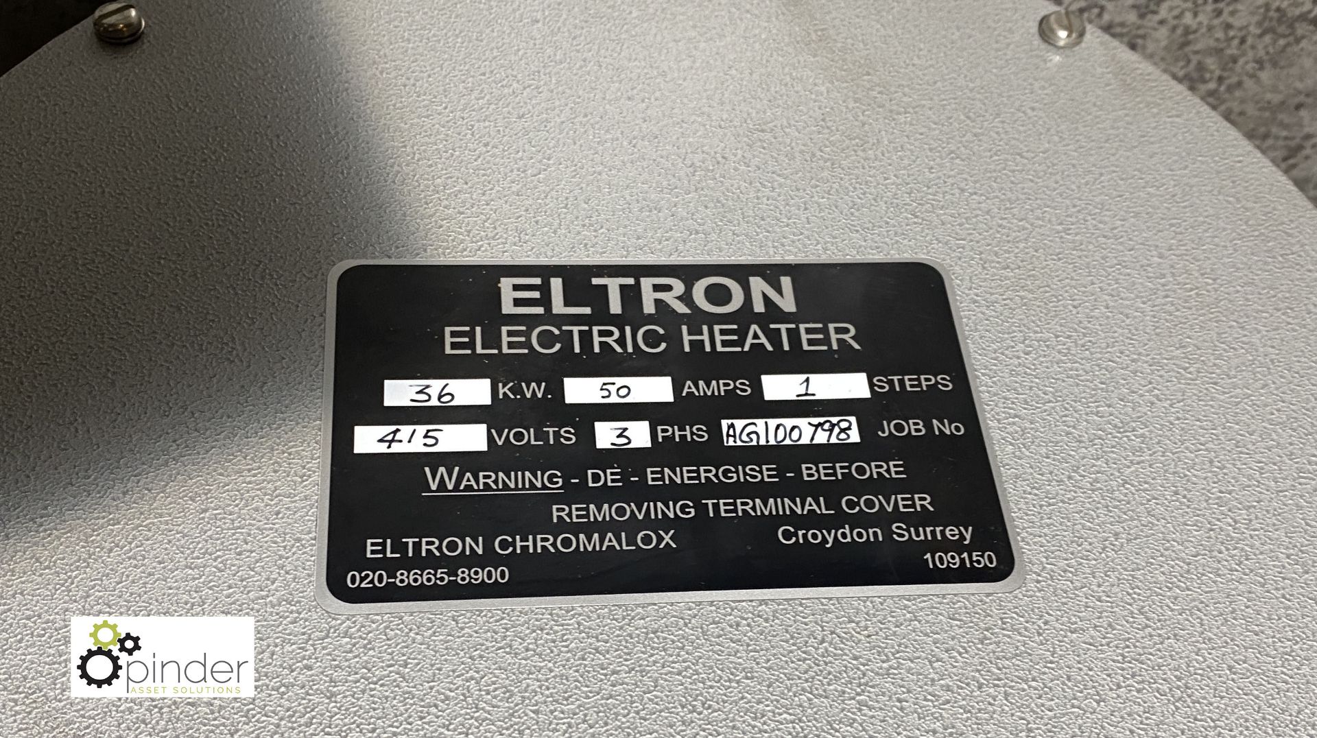 Eltron Electric Heater, 36kw, serial number AG100798 (please note there is a lift out fee of £5 plus - Image 2 of 2