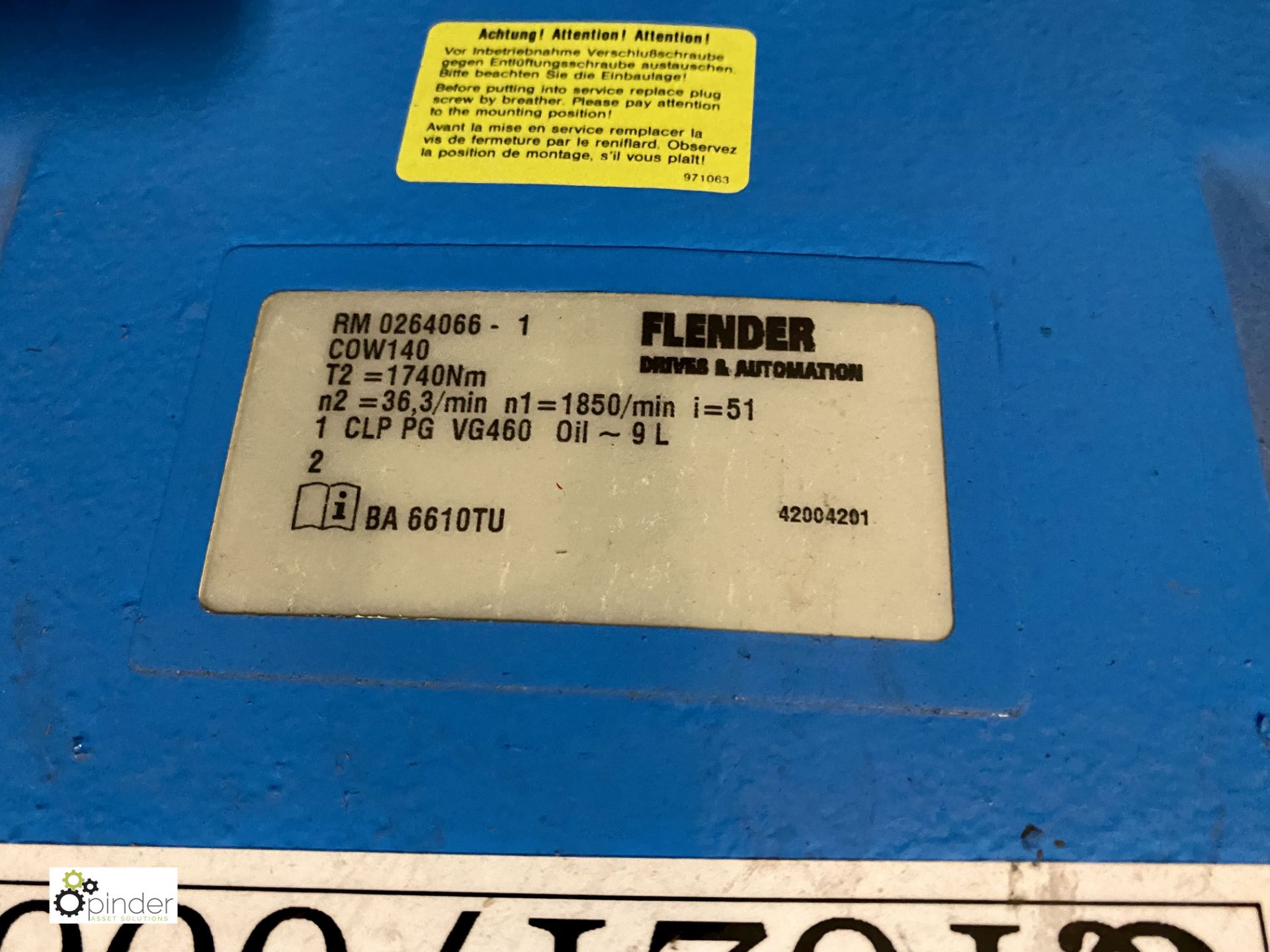 Flender COW140 Gearbox, ratio 51:1 (QY021) (please - Image 3 of 3