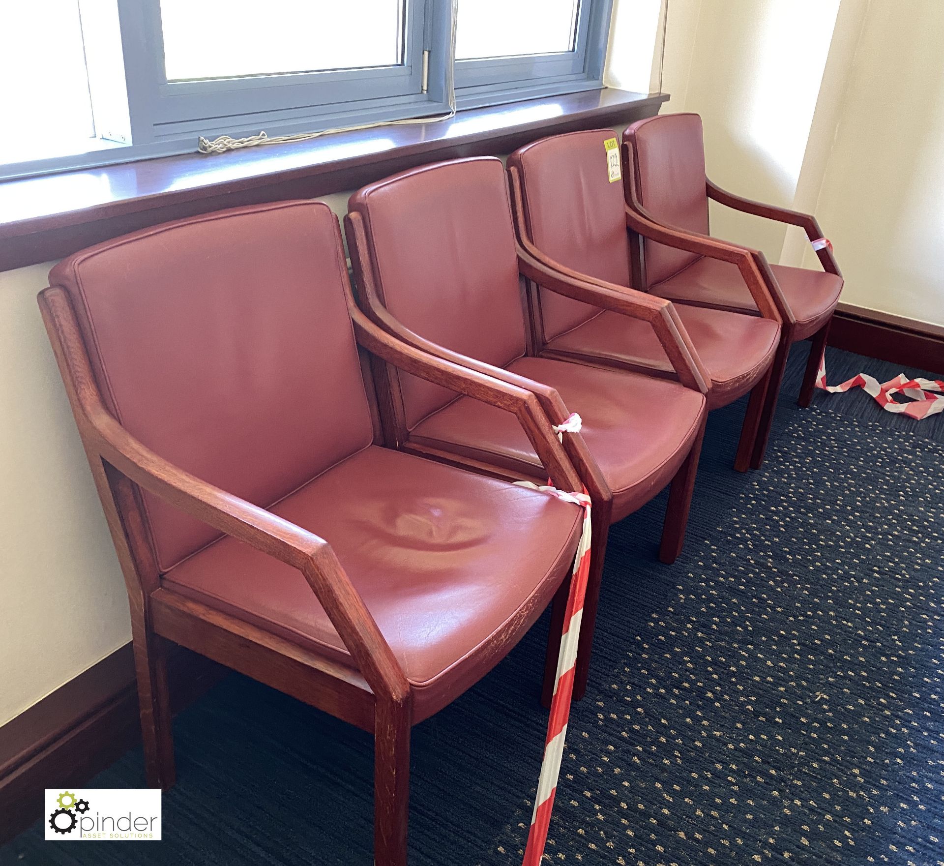 4 leather upholstered mahogany framed Meeting Chairs, plum (located in First Floor Boardroom/Meeting - Image 2 of 2