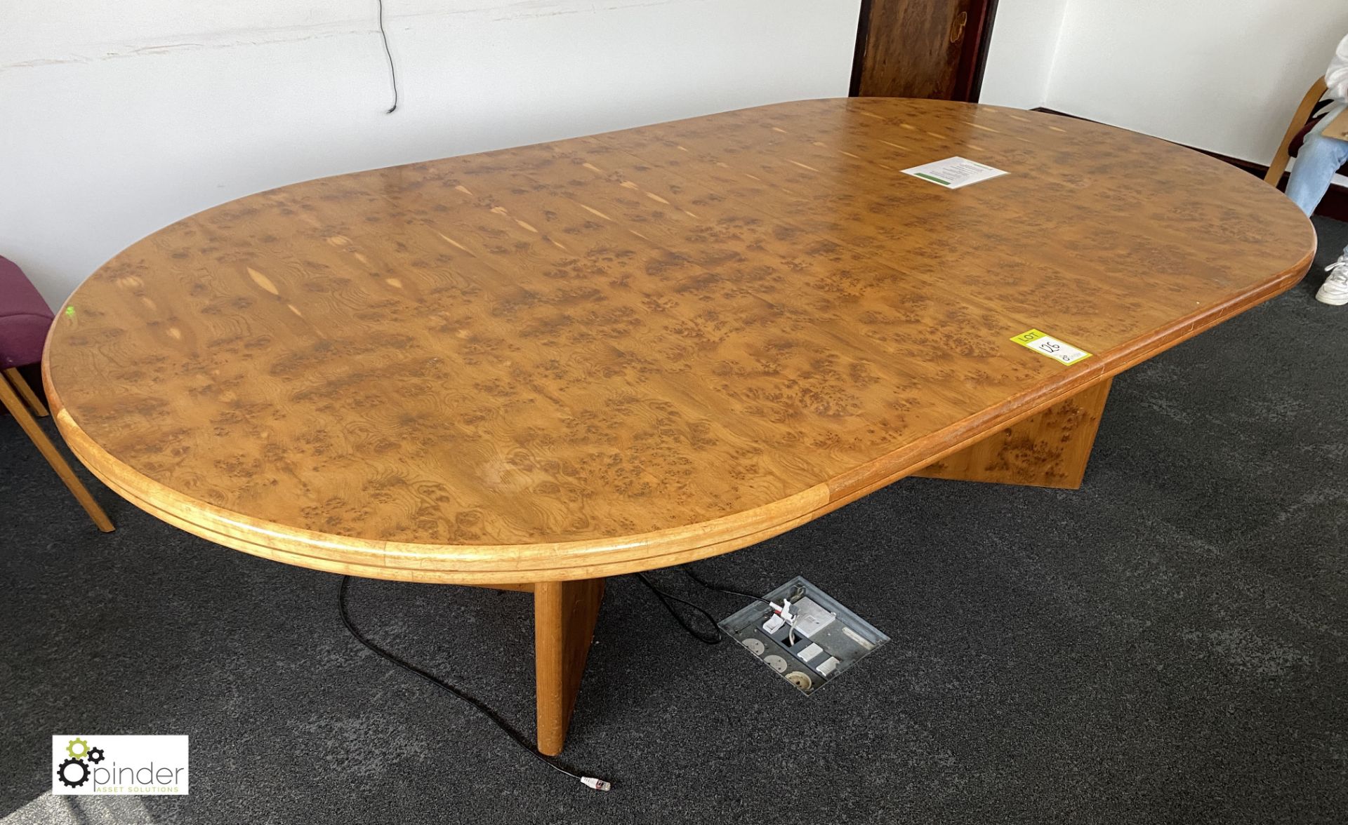 Burr walnut D-end Meeting Table, 2600mm x 1400mm x 720mm (located in First Floor Meeting Room 10) - Image 2 of 2