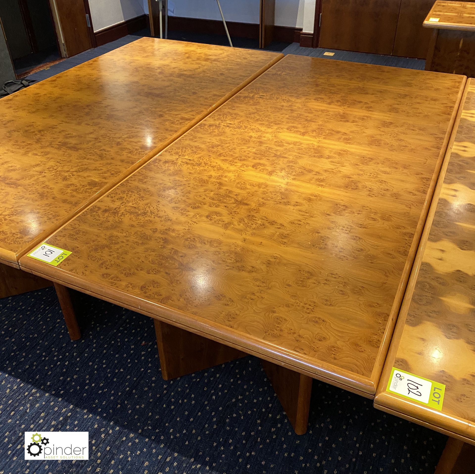 Burr walnut Meeting Table, 2100mm x 1000mm x 740mm (located in First Floor Boardroom/Meeting Room - Image 2 of 2