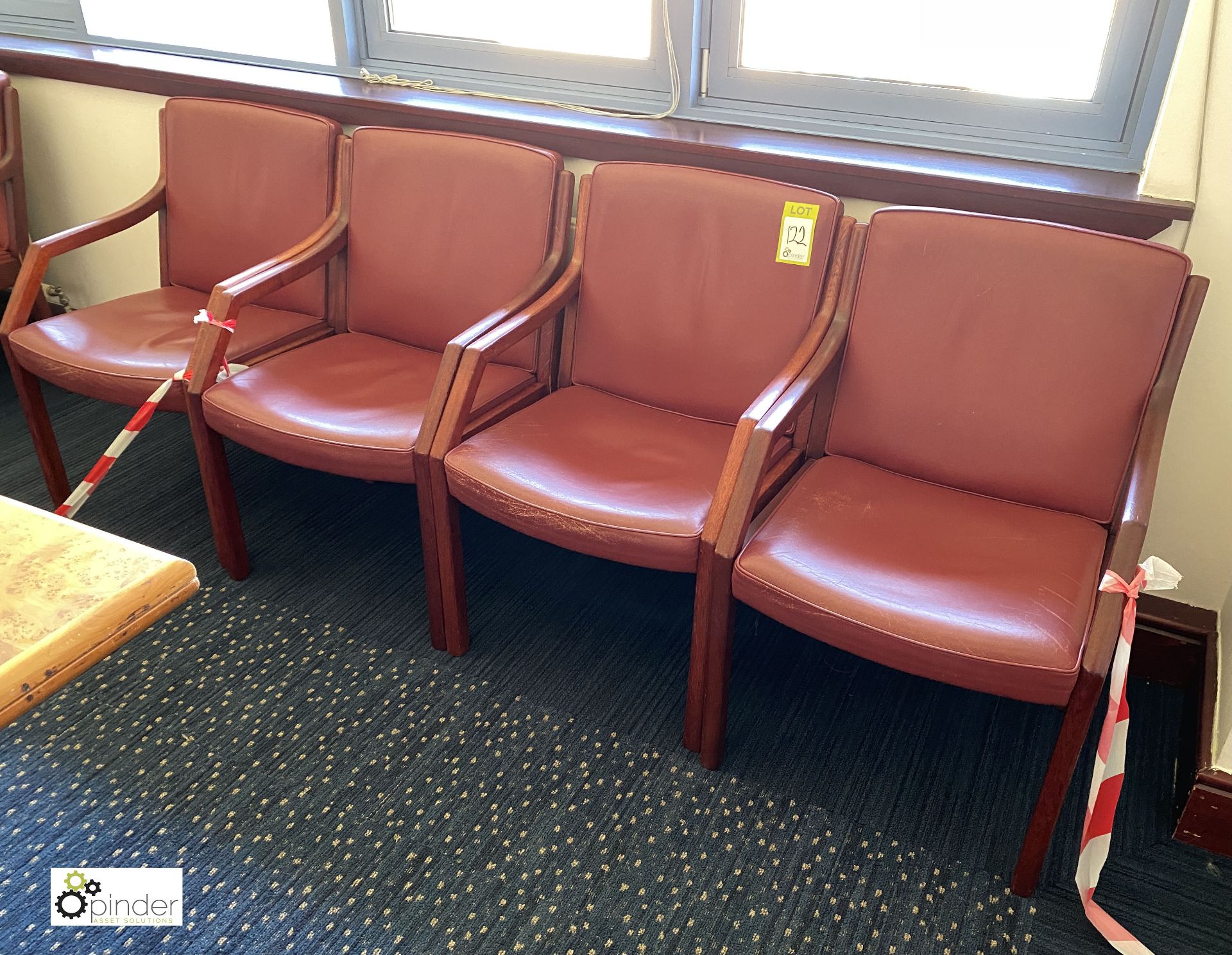 4 leather upholstered mahogany framed Meeting Chairs, plum (located in First Floor Boardroom/Meeting