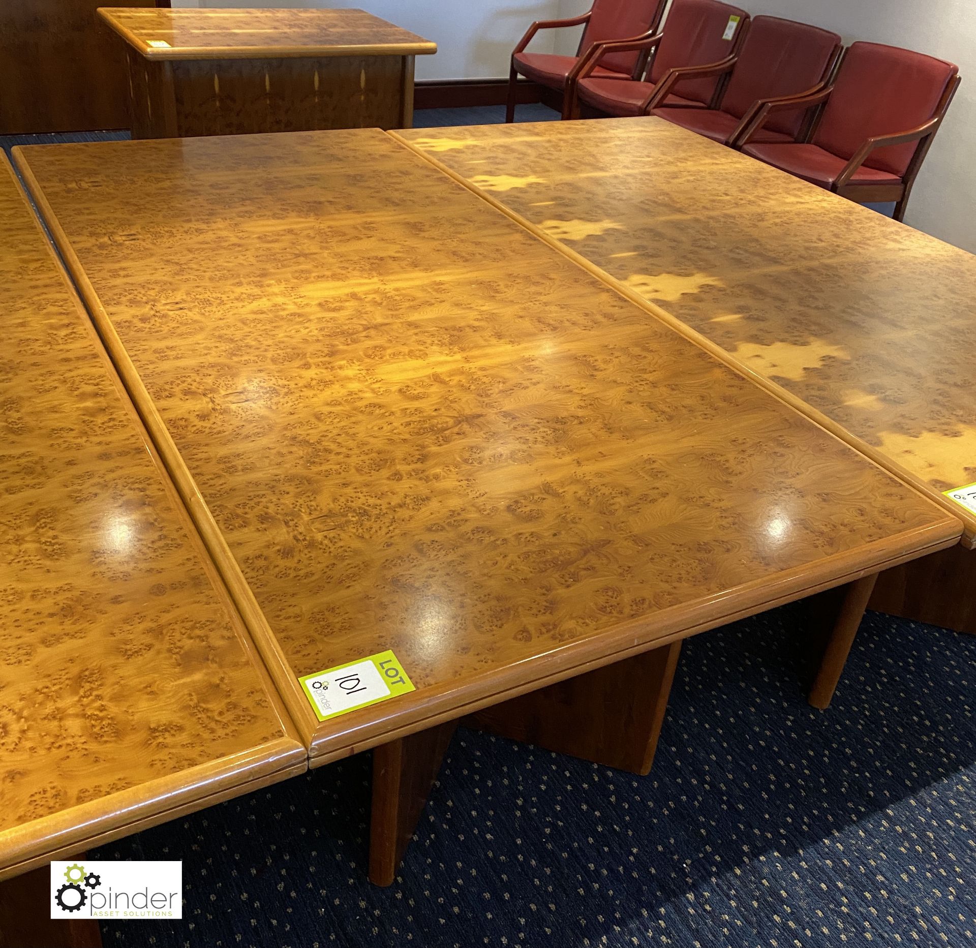 Burr walnut Meeting Table, 2100mm x 1000mm x 740mm (located in First Floor Boardroom/Meeting Room