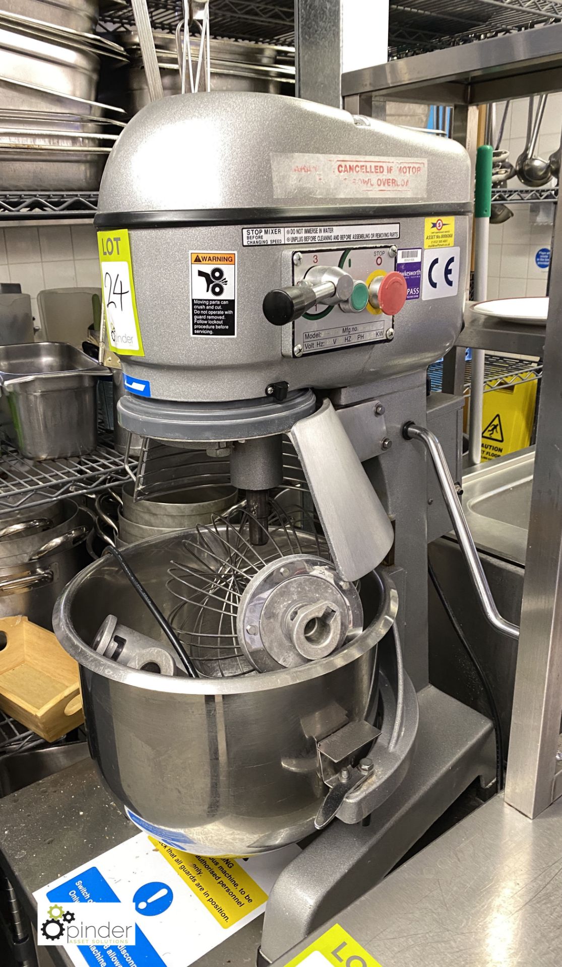 JET-20l-8 Commercial Food Mixer, 20litres, 240volts, with dough hook, paddle and whisk attachments - Image 2 of 5