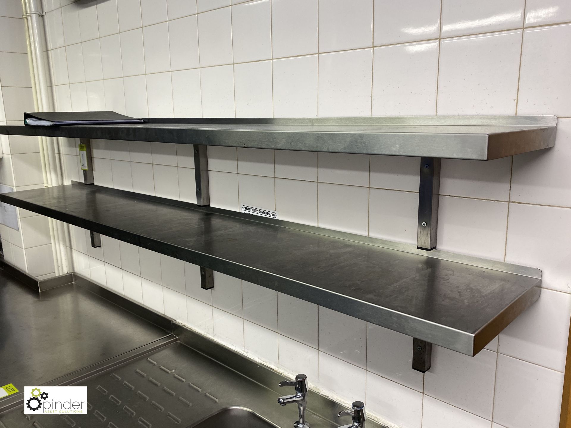 2 stainless steel wall mounted Shelves, 2000mm x 300mm (located in Kitchen) - Image 2 of 2