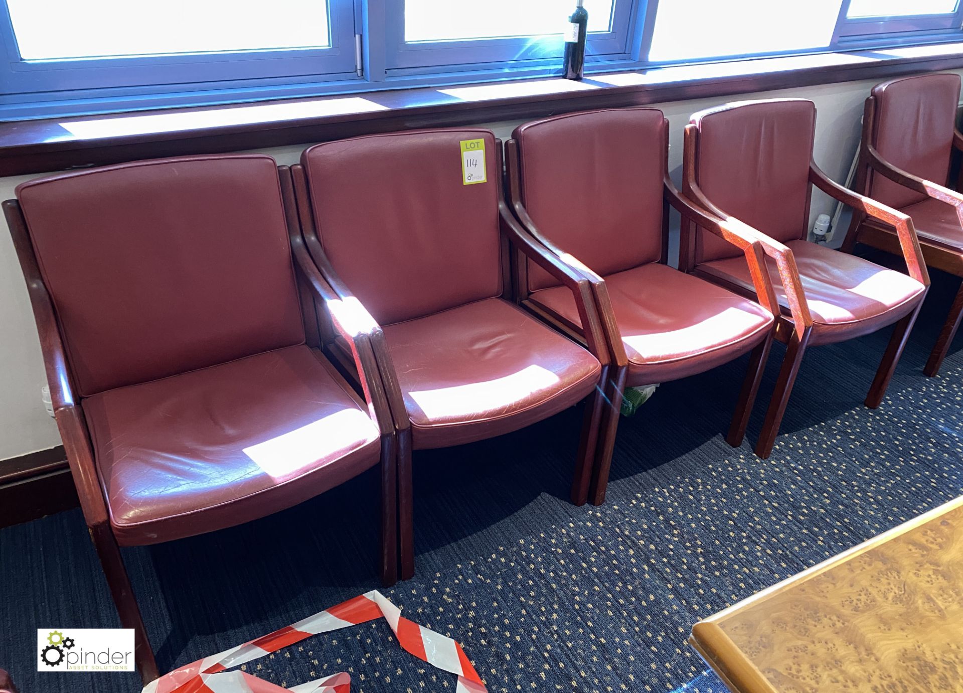 4 leather upholstered mahogany framed Meeting Chairs, plum (located in First Floor Boardroom/Meeting