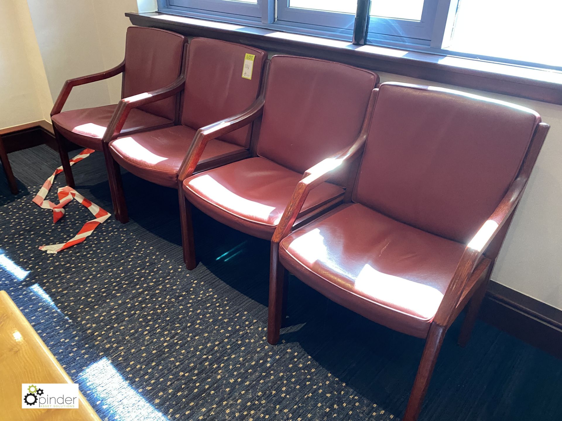 4 leather upholstered mahogany framed Meeting Chairs, plum (located in First Floor Boardroom/Meeting - Image 2 of 2