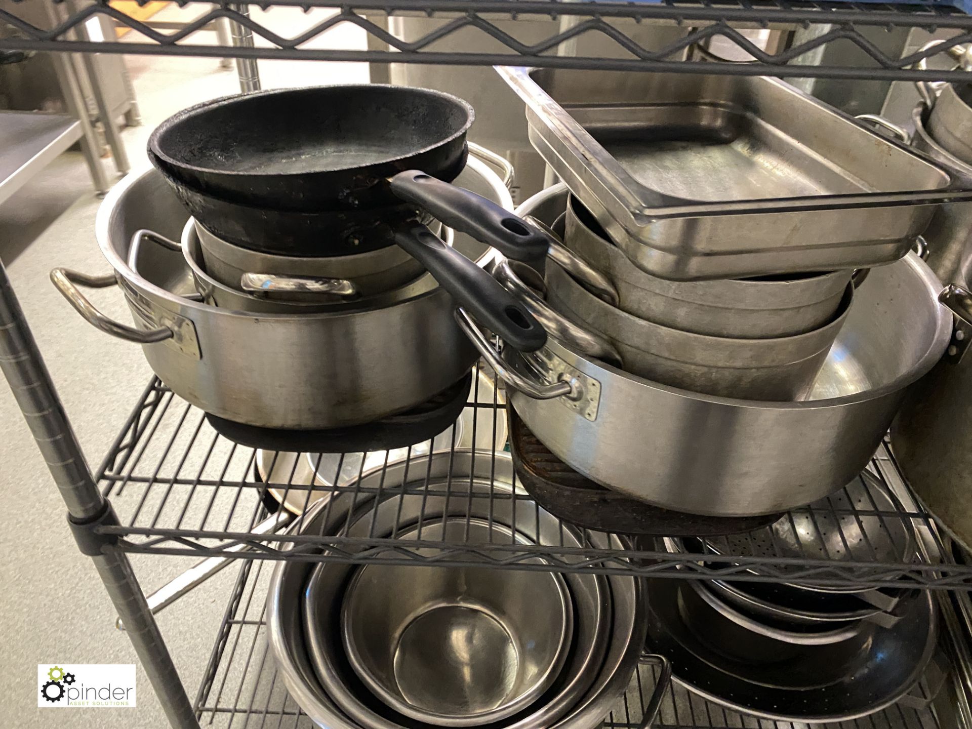 Large quantity Cooking Pots, Oven Trays, Utensils, etc, to rack (located in Kitchen) - Image 8 of 10