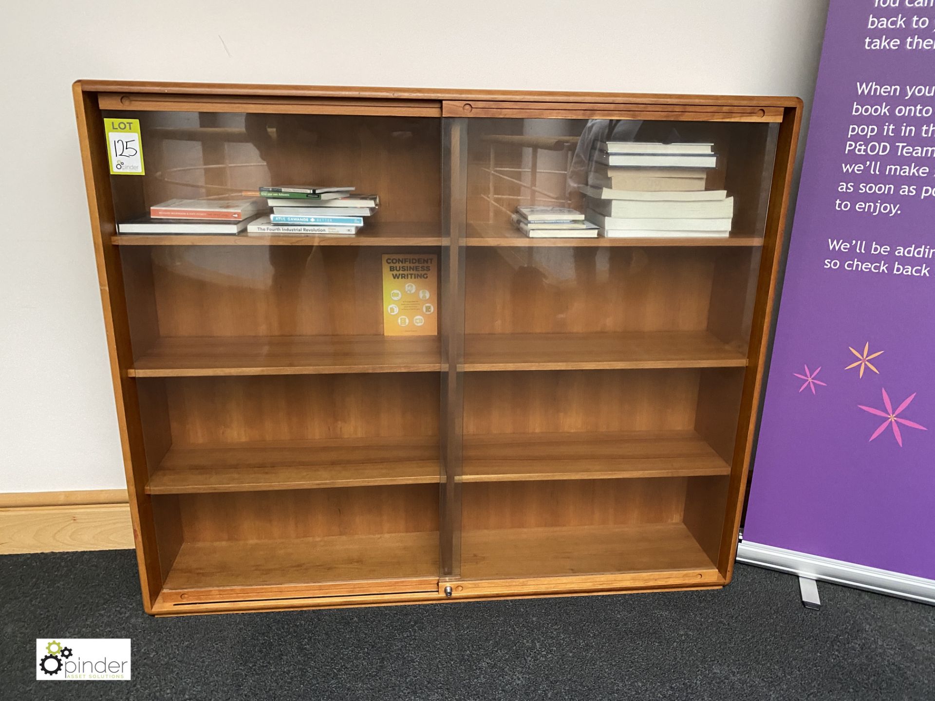 Burr walnut double door glazed Bookcase, 1480mm x 300mm x 1230mm (located in Atrium) - Image 2 of 3