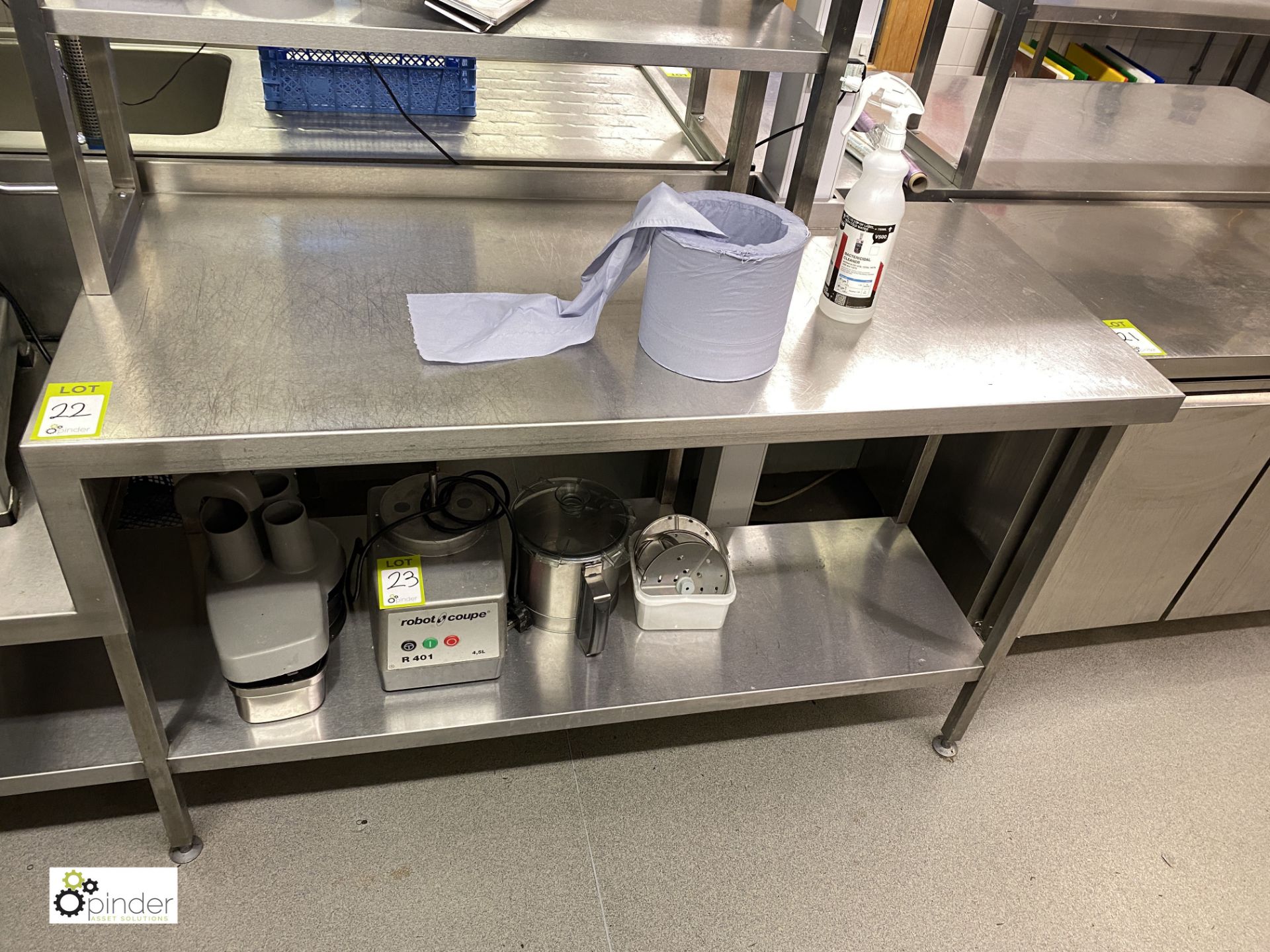 Stainless steel Preparation Table, 2000mm x 650mm x 880mm, with double shelf unit and lowered - Image 3 of 4