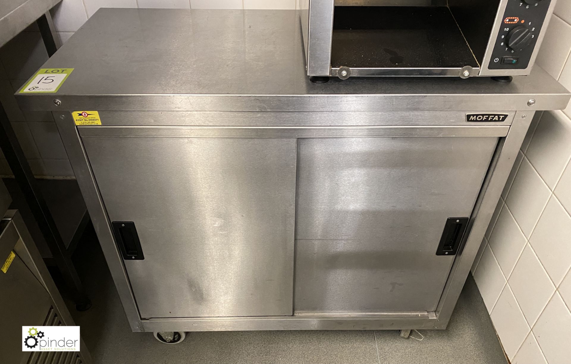 Moffat stainless steel mobile double door Heated Cabinet, 1000mm x 500mm x 850mm, 240volts (