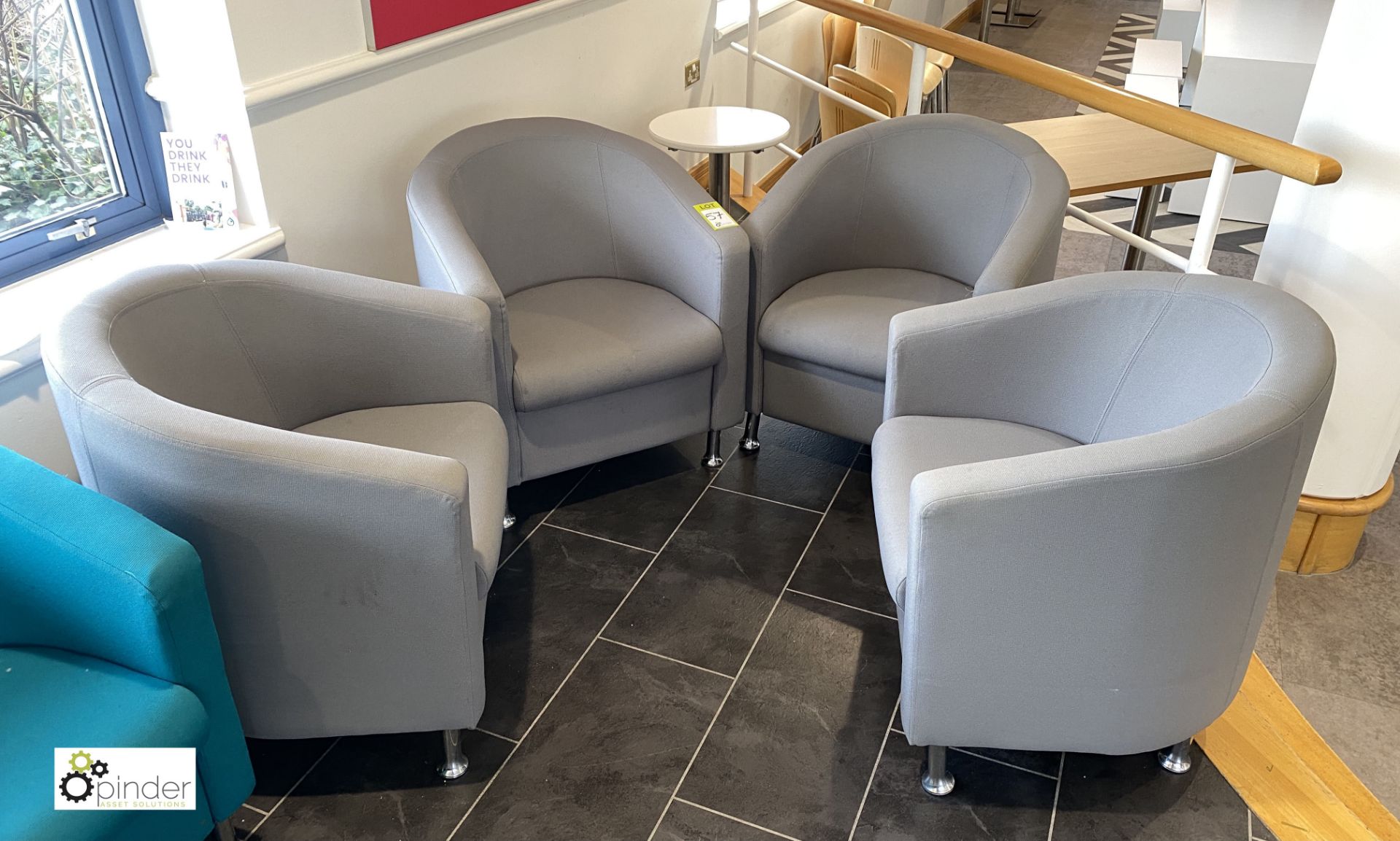 4 upholstered Tub Chairs, grey (located in Restaurant)