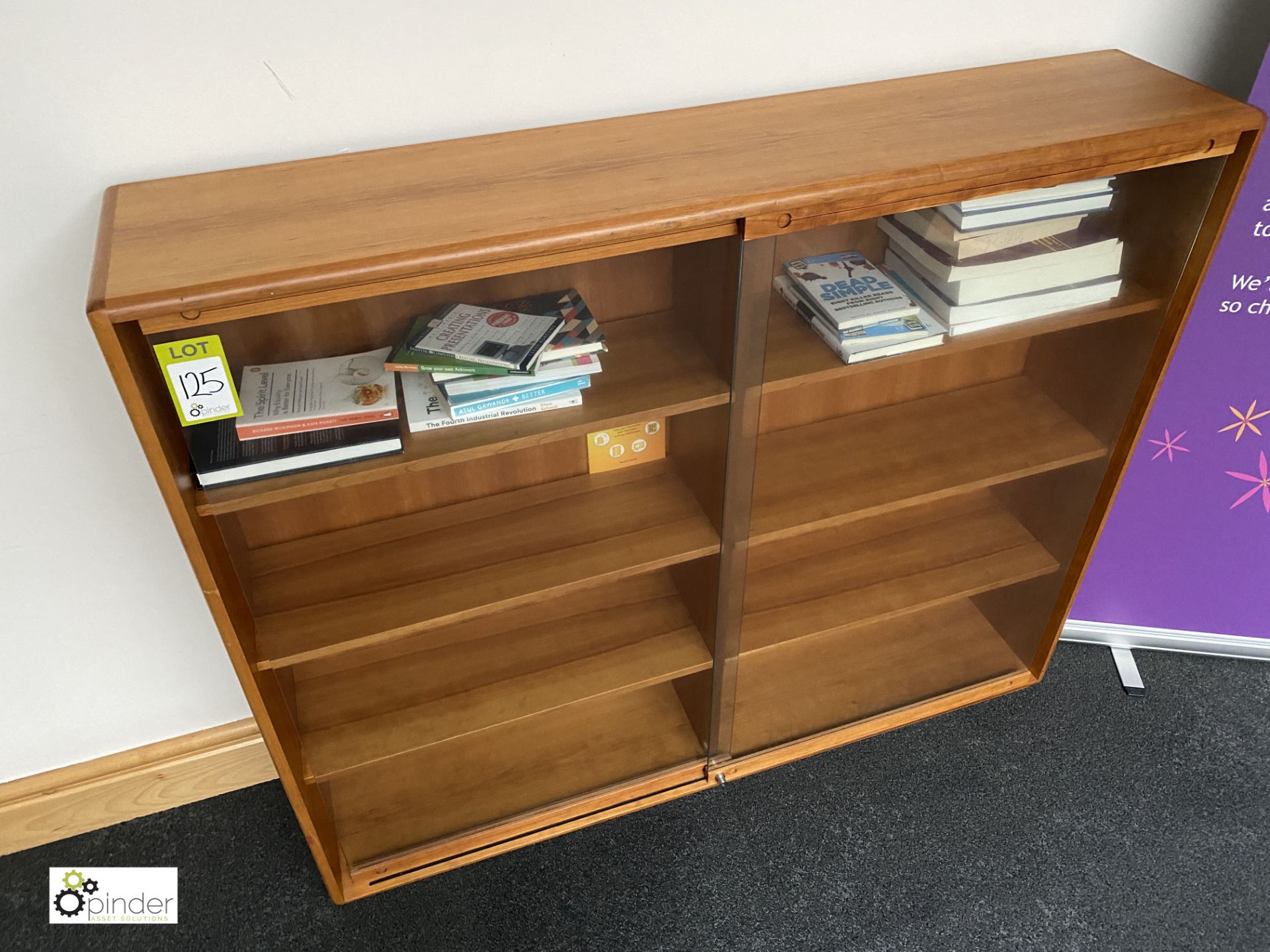 Burr walnut double door glazed Bookcase, 1480mm x 300mm x 1230mm (located in Atrium) - Image 3 of 3