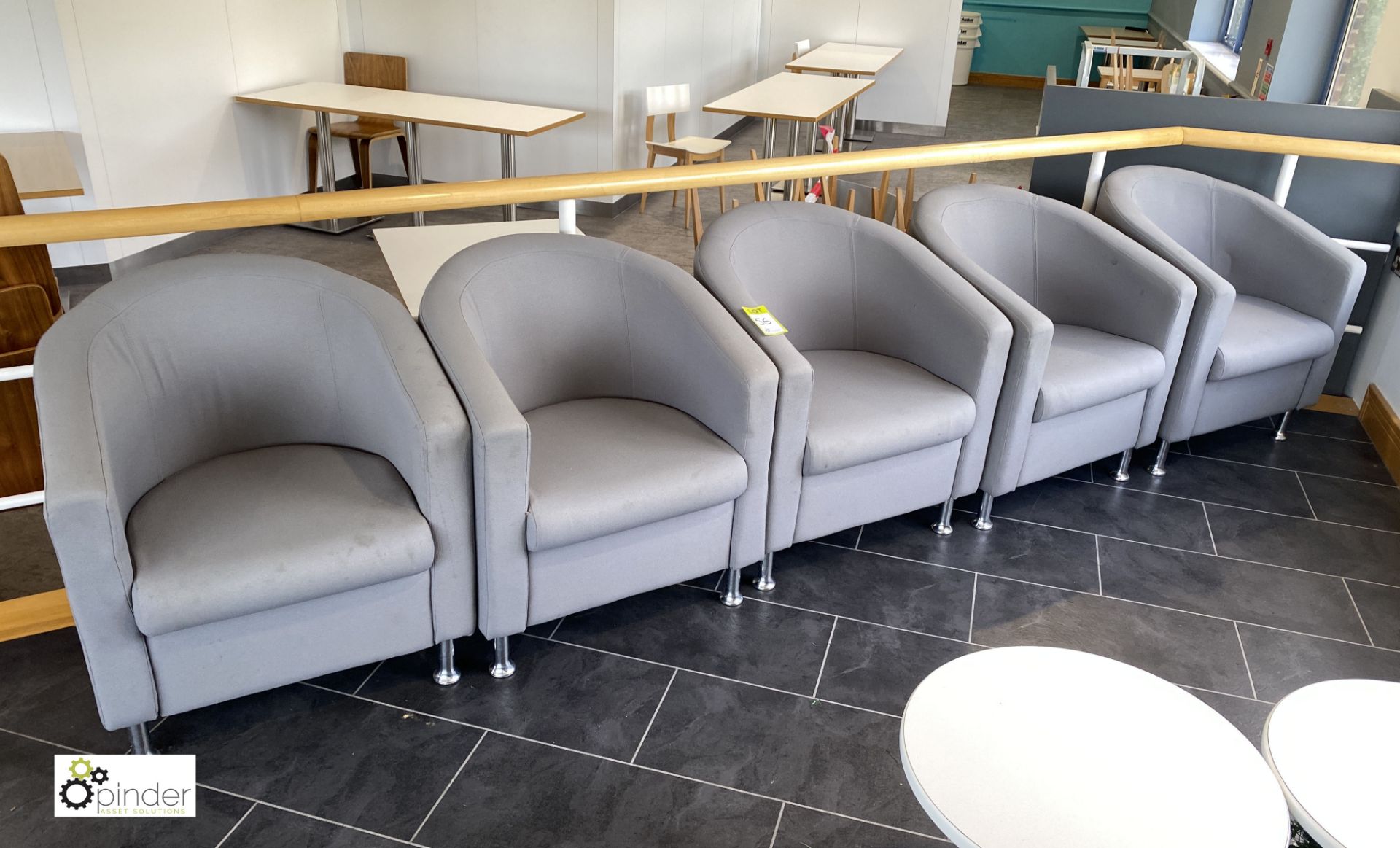 5 upholstered Tub Chairs, grey (located in Restaurant)