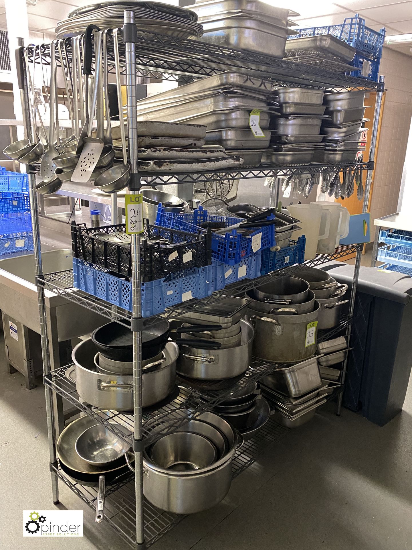 Large quantity Cooking Pots, Oven Trays, Utensils, etc, to rack (located in Kitchen) - Image 2 of 10