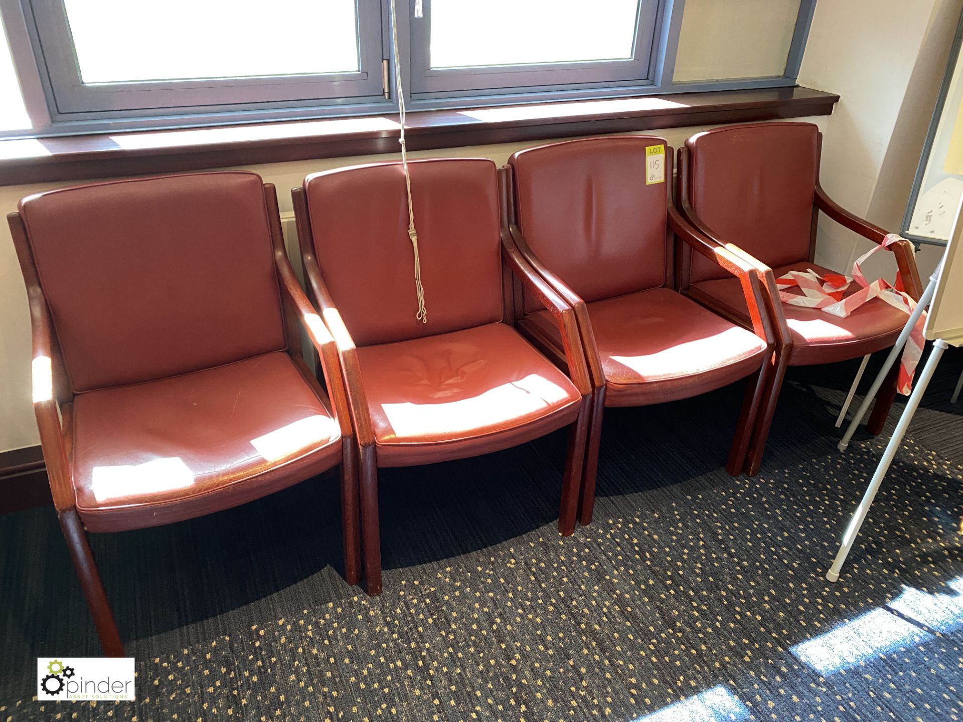 4 leather upholstered mahogany framed Meeting Chairs, plum (located in First Floor Boardroom/Meeting - Image 2 of 2