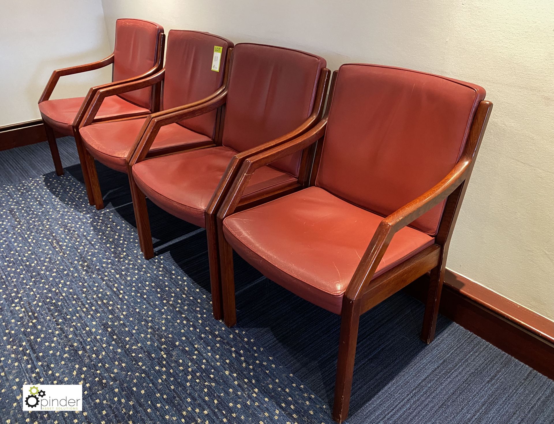 4 leather upholstered mahogany framed Meeting Chairs, plum (located in First Floor Boardroom/Meeting - Image 2 of 2