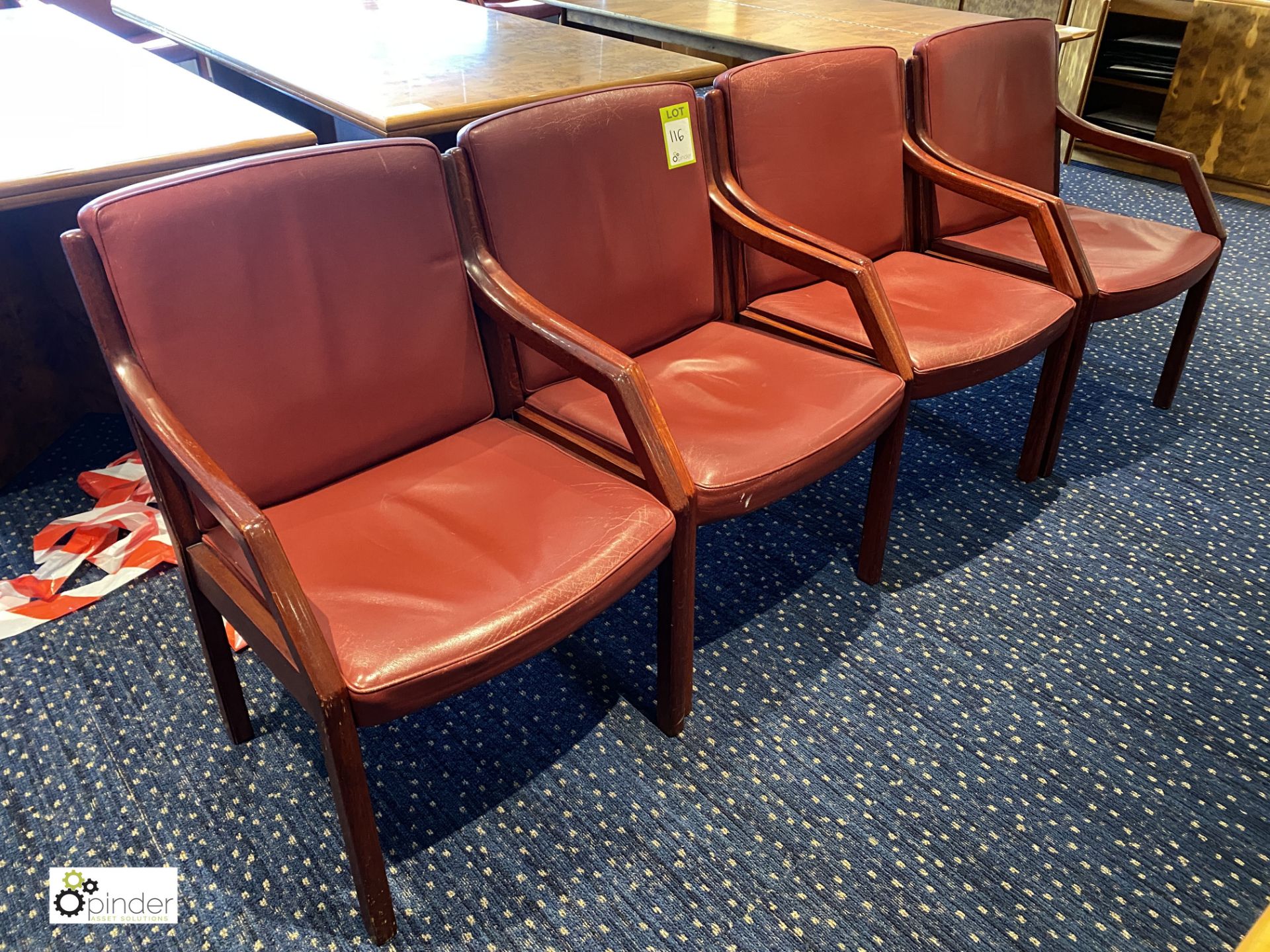 4 leather upholstered mahogany framed Meeting Chairs, plum (located in First Floor Boardroom/Meeting - Image 2 of 2