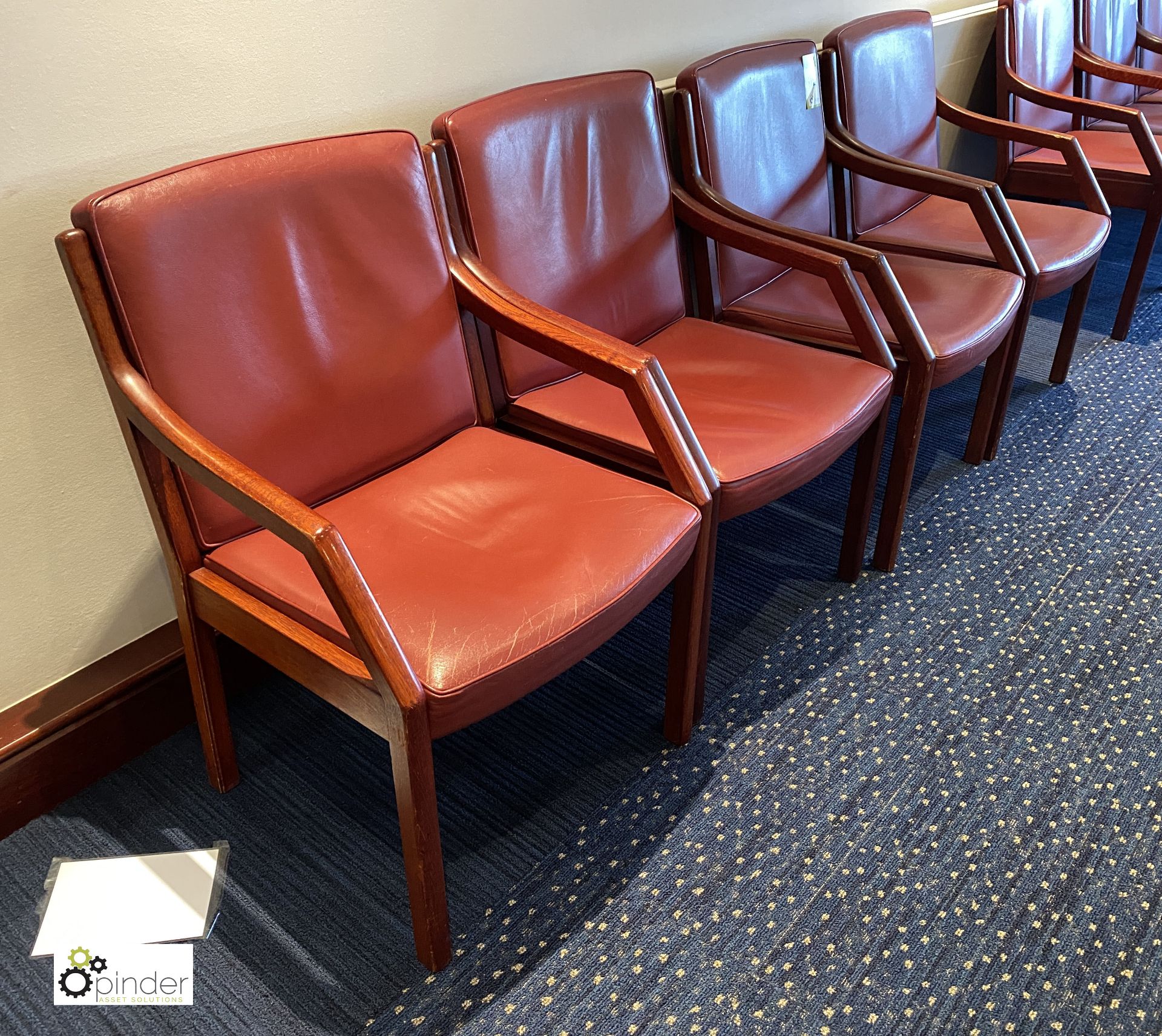 4 leather upholstered mahogany framed Meeting Chairs, plum (located in First Floor Boardroom/Meeting - Image 2 of 2