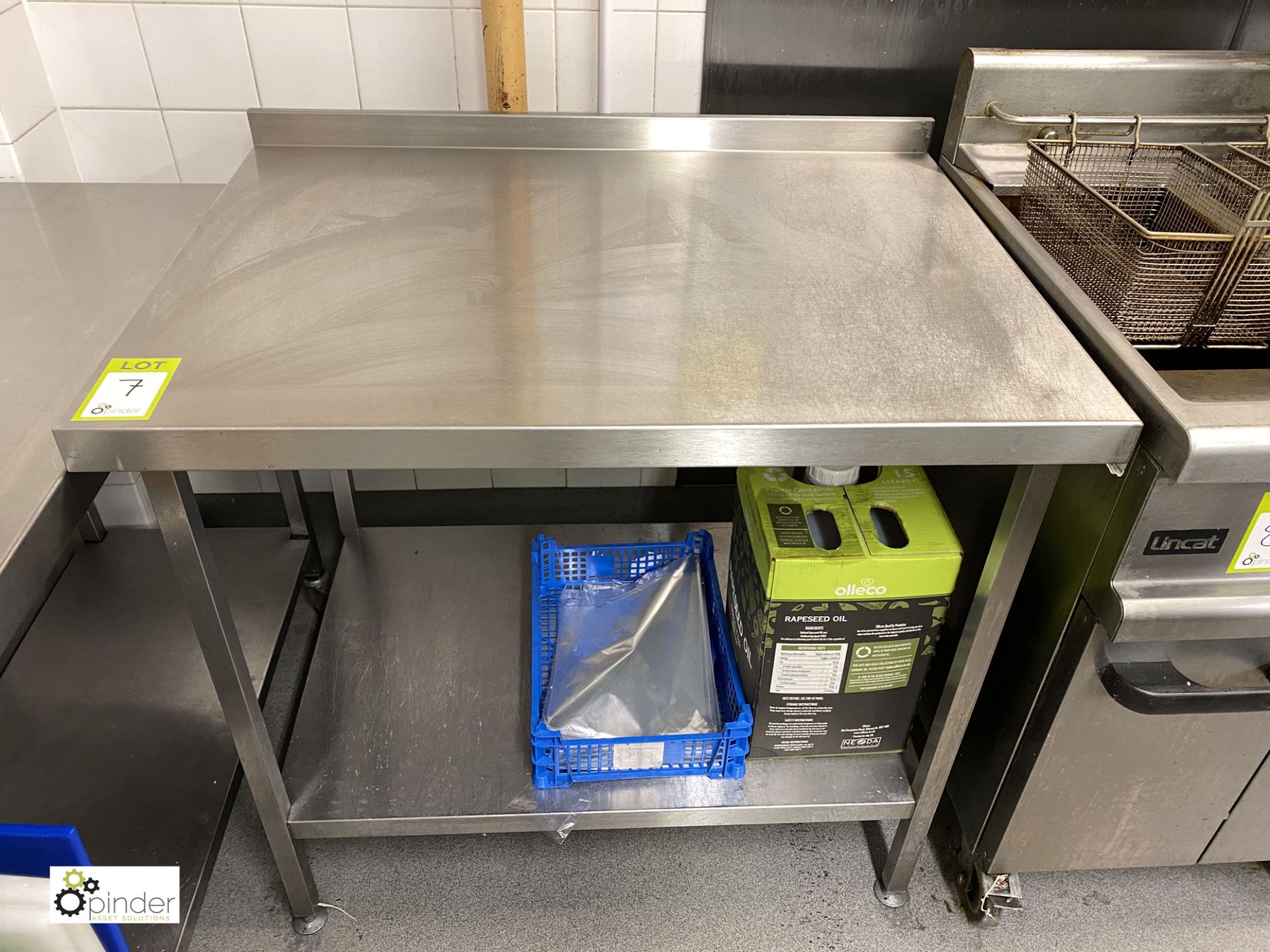 Stainless steel Preparation Table, 1000mm x 650mm x 900mm, with rear lip and undershelf (located - Image 2 of 2