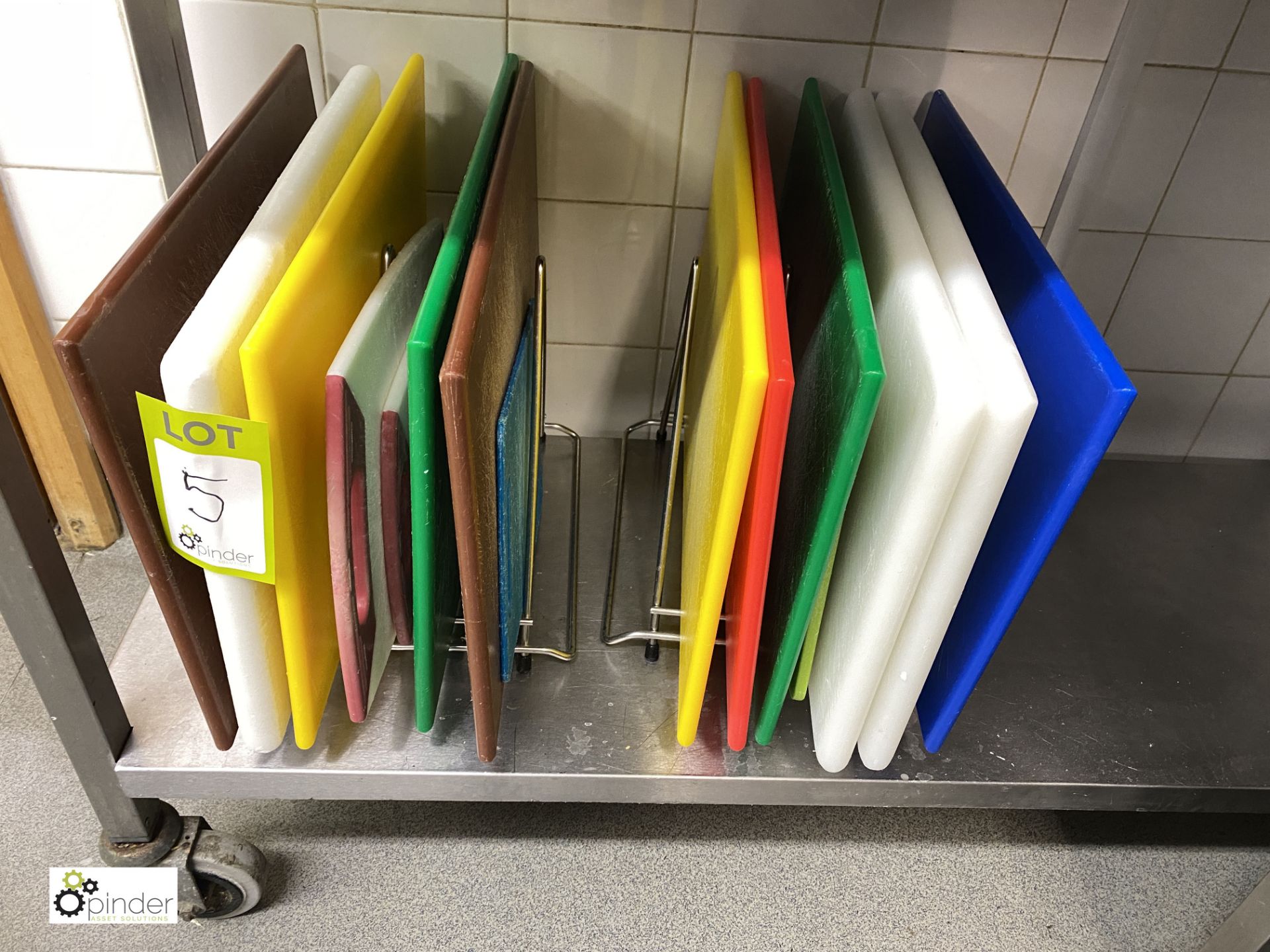 15 various nylon Chopping Boards, with 2 stands (located in Kitchen)