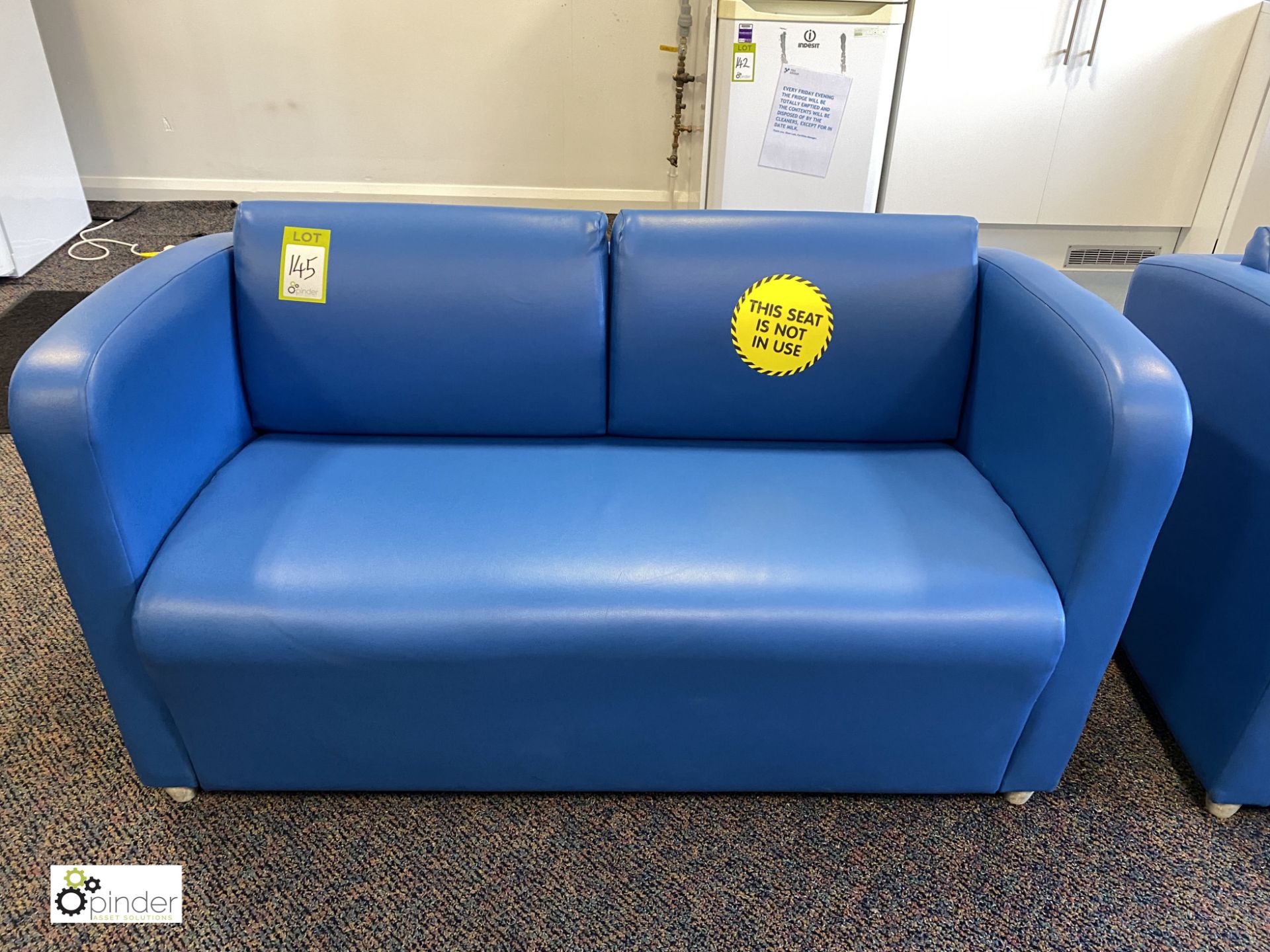 2 leather effect Sofas, blue (located in First Floor Contact Centre) - Image 2 of 3