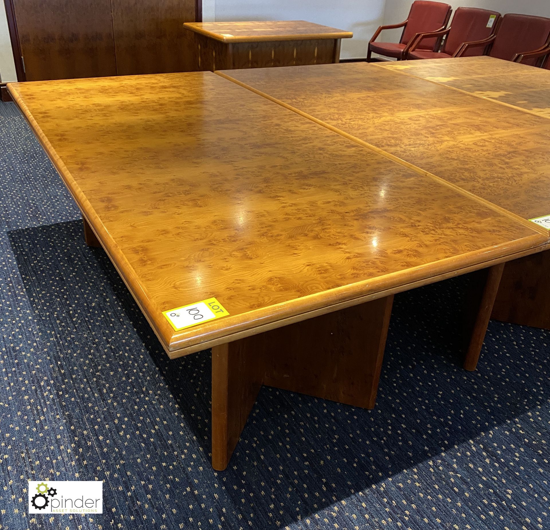 Burr walnut Meeting Table, 2100mm x 1000mm x 740mm (located in First Floor Boardroom/Meeting Room - Image 2 of 2