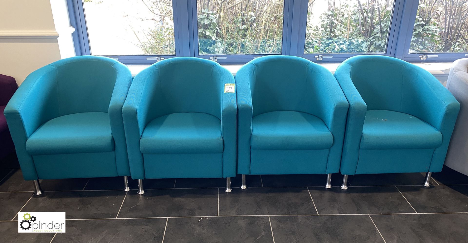 4 upholstered Tub Chairs, turquoise (located in Restaurant)