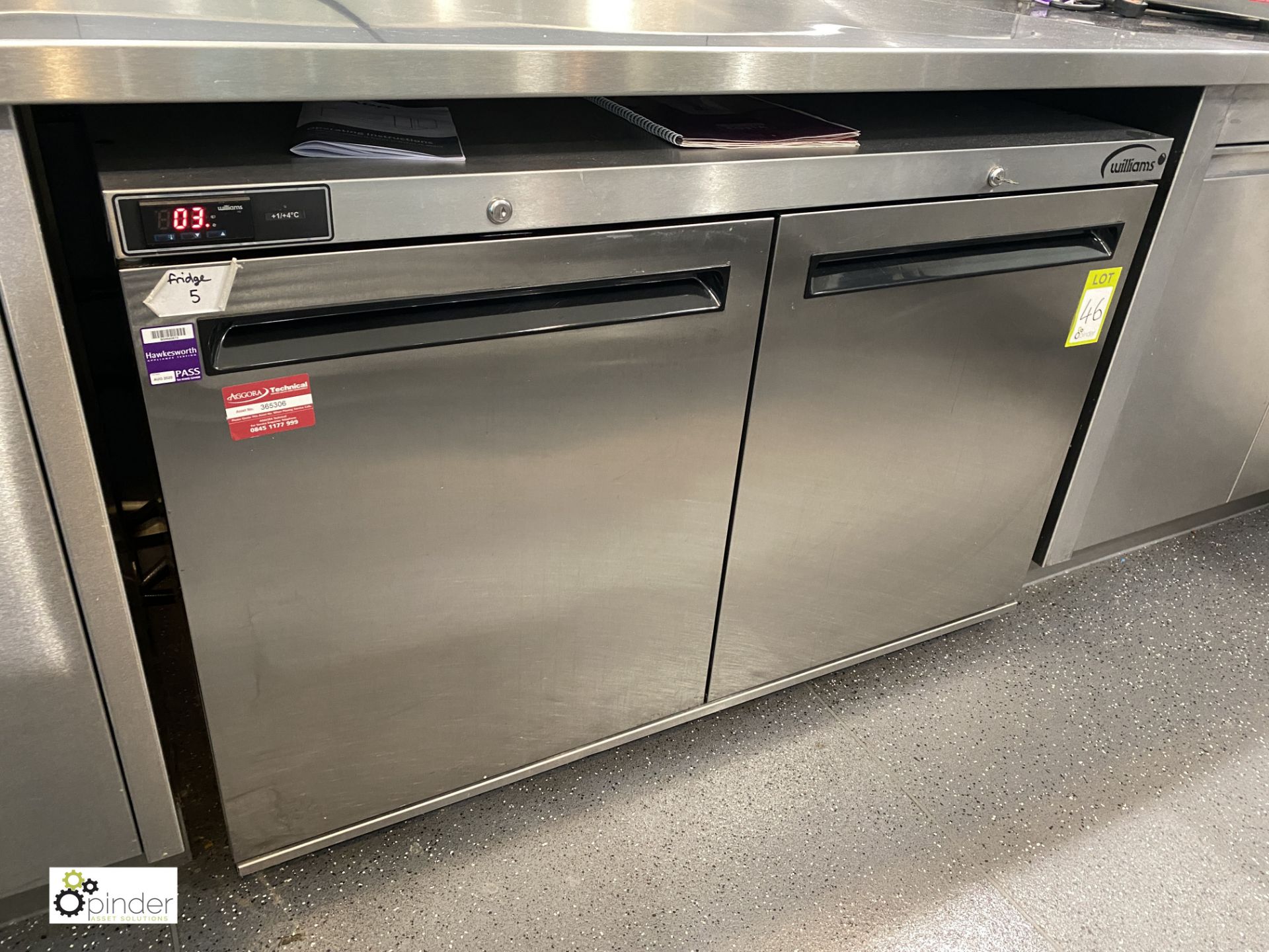 Williams HA280SA R1 stainless steel double door under counter Fridge (located in Restaurant)