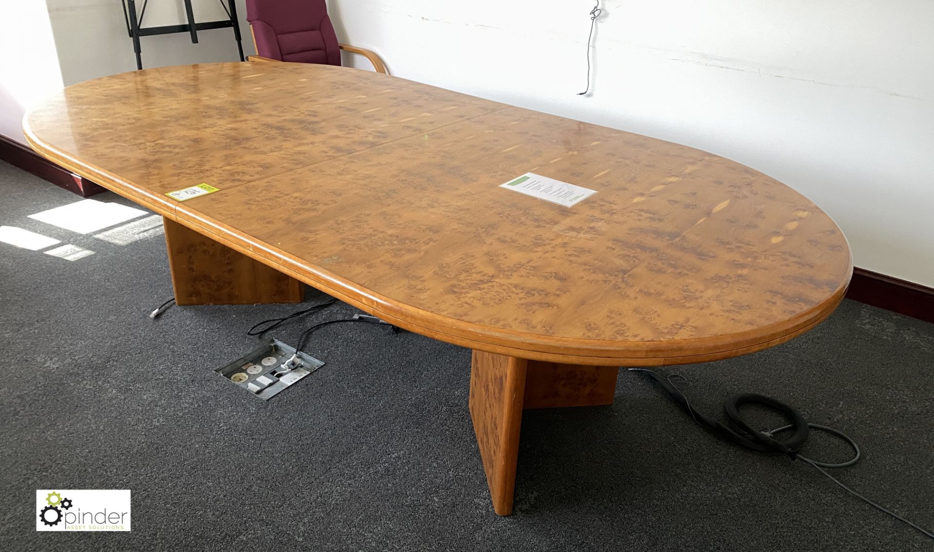 Burr walnut D-end Meeting Table, 2600mm x 1400mm x 720mm (located in First Floor Meeting Room 10)