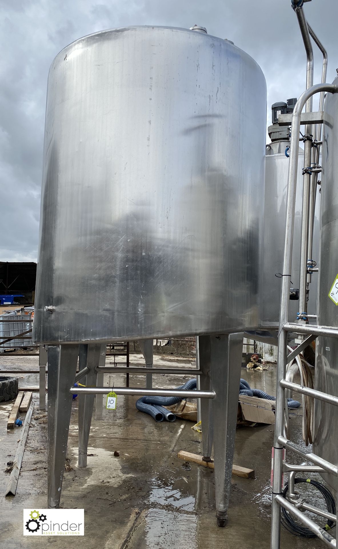 Stainless steel vertical Tank, approx. 1800mm diameter x 2000mm tall, 5600mm circumference, with - Image 2 of 5