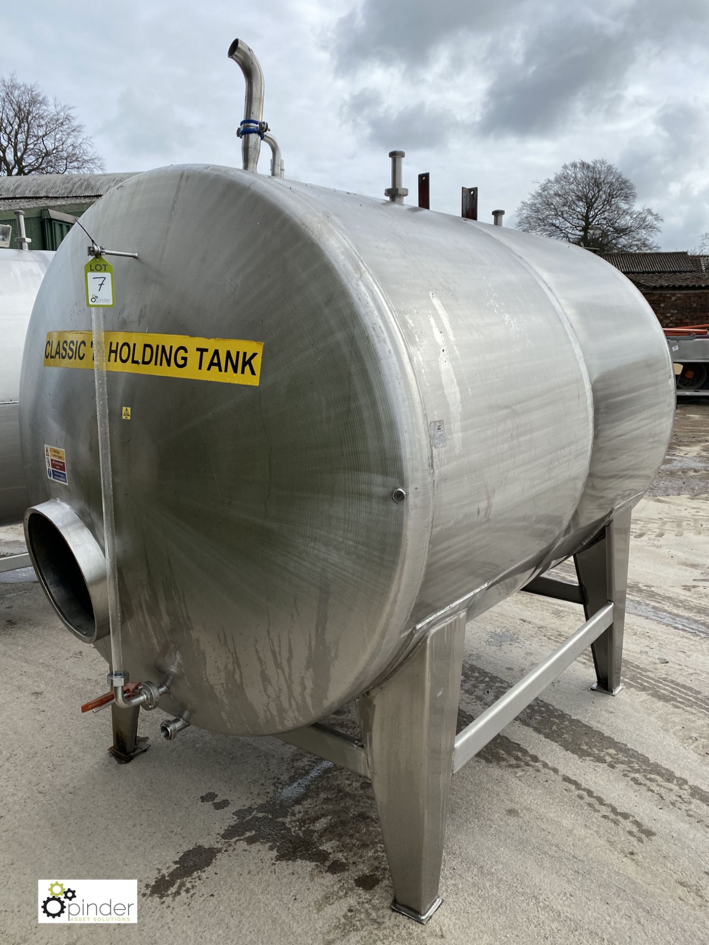 Stainless steel Tank, 1500mm diameter x 2100mm length (location: Croxton) (please note there is a