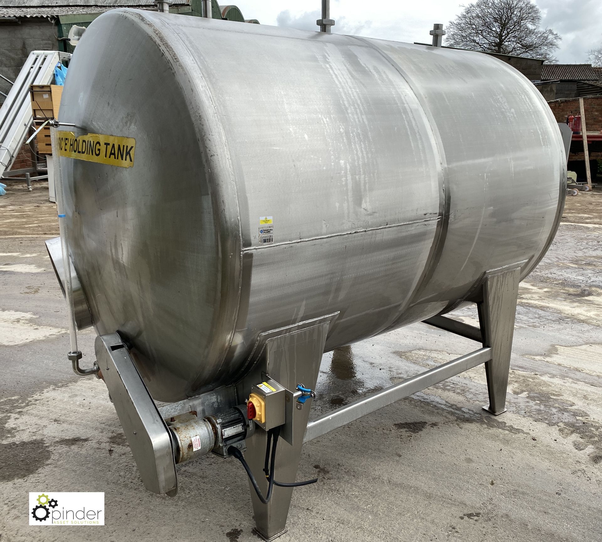 Stainless steel Tank, 1500mm diameter x 2100mm length, with powered agitator (location: Croxton) (
