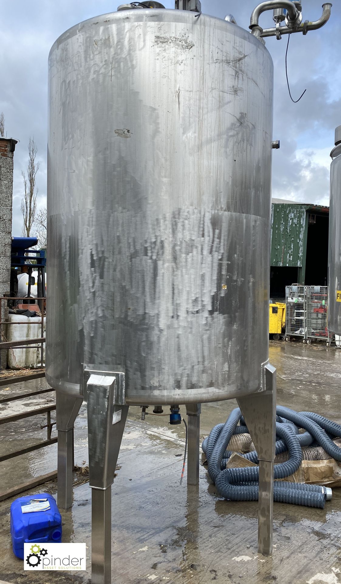 Stainless steel vertical Tank, 1500mm diameter x 2000mm tall, 4750mm circumference, with powered - Image 2 of 5